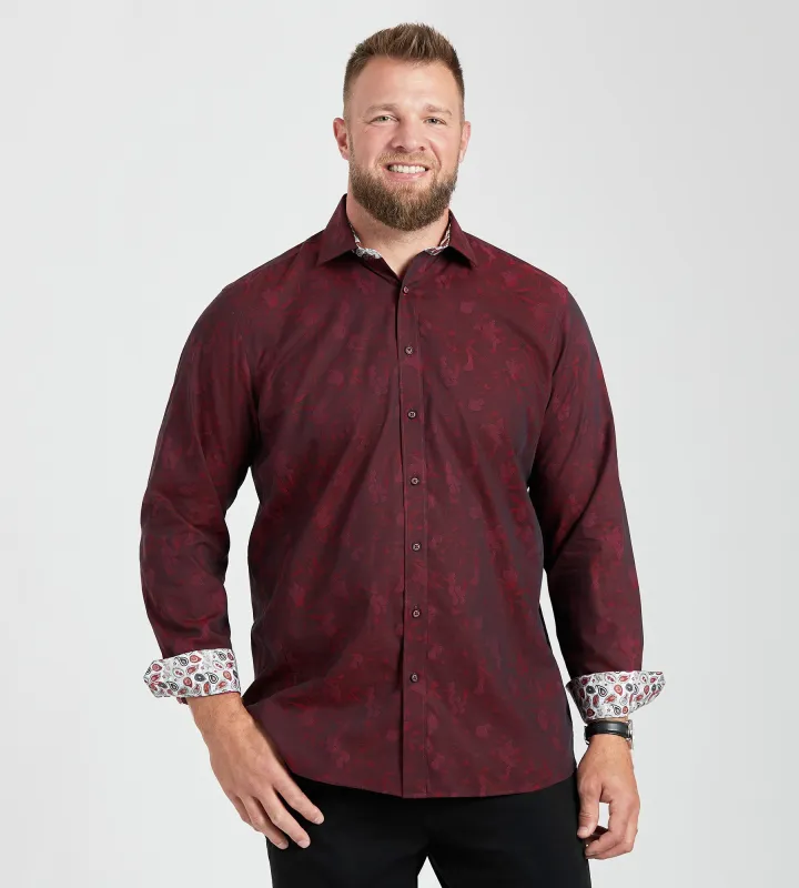 Non-Iron Floral Jacquard Shirt sold by George Richards