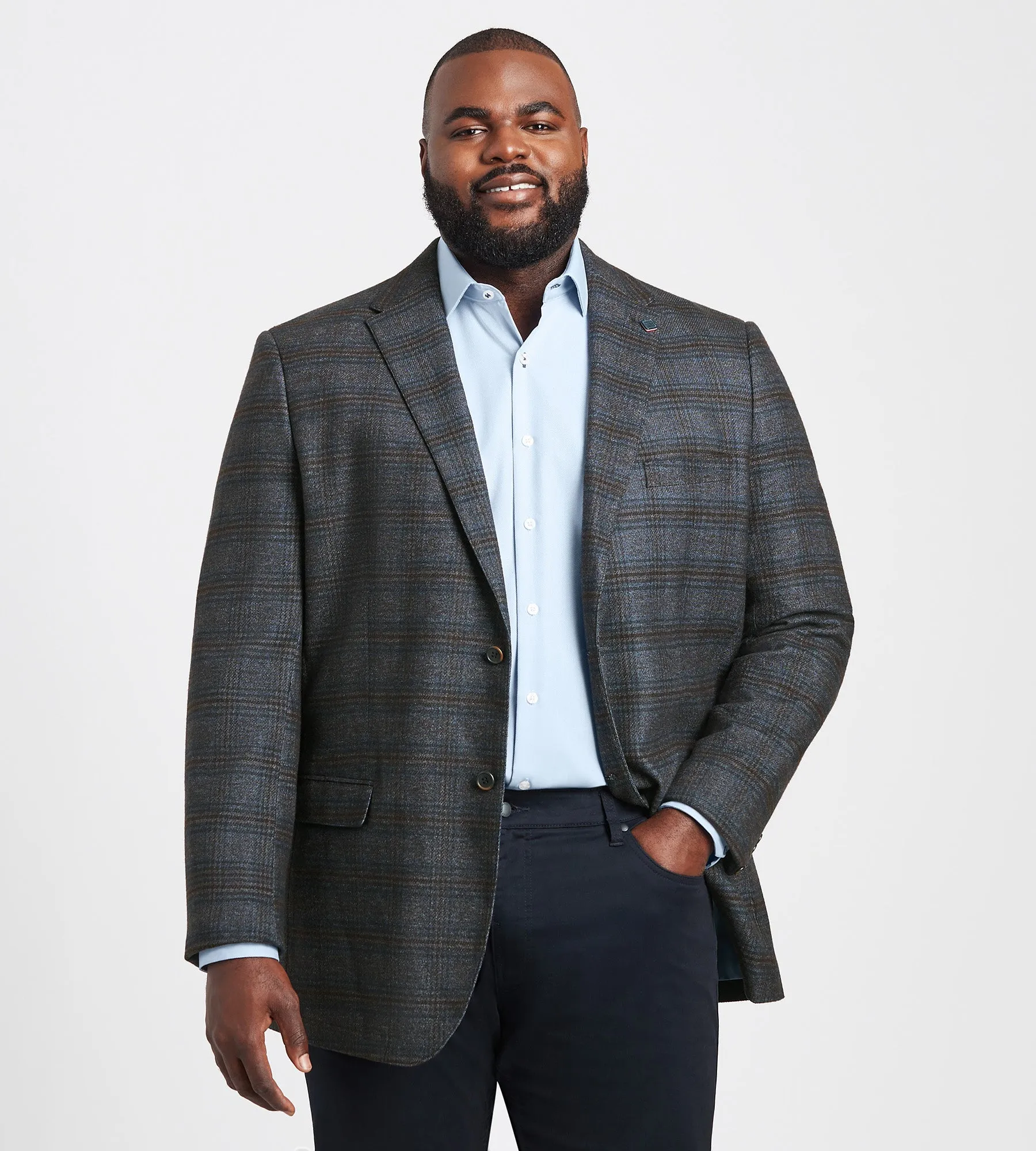 Modern Fit Plaid Woven Sport Jacket sold by George Richards