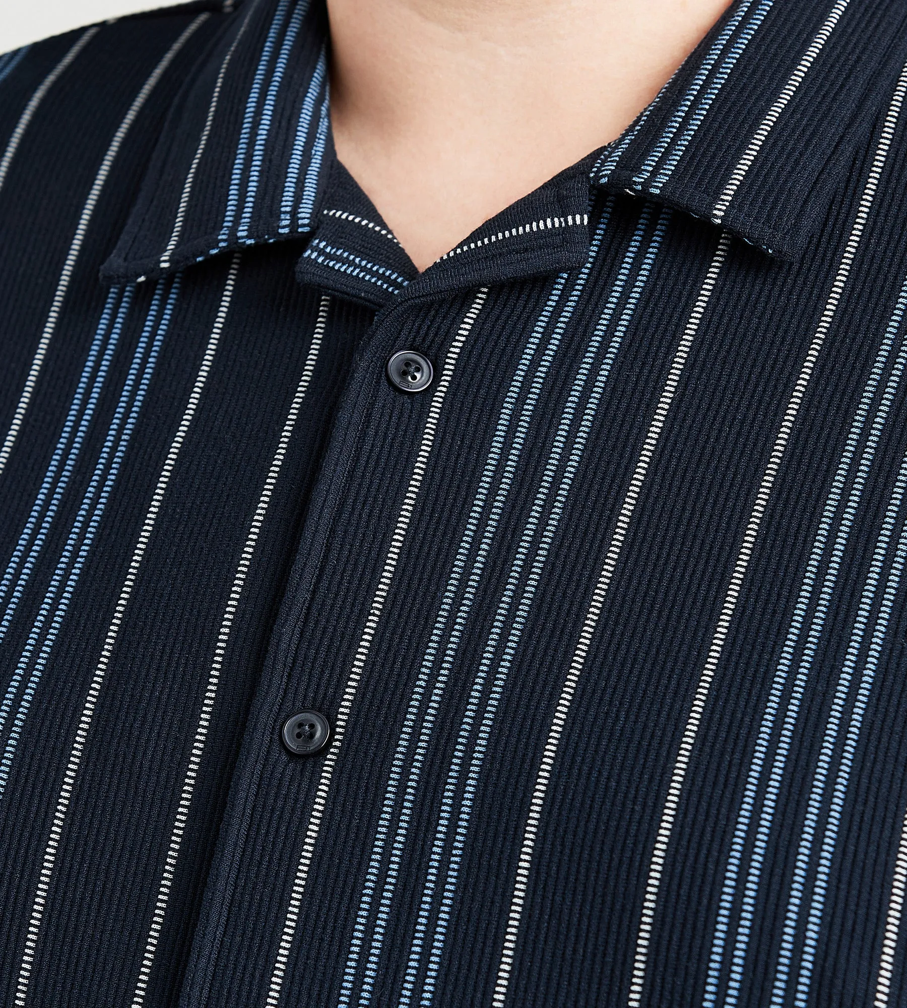Stripe Camp Collar Knit Shirt sold by George Richards product image thumbnail 2