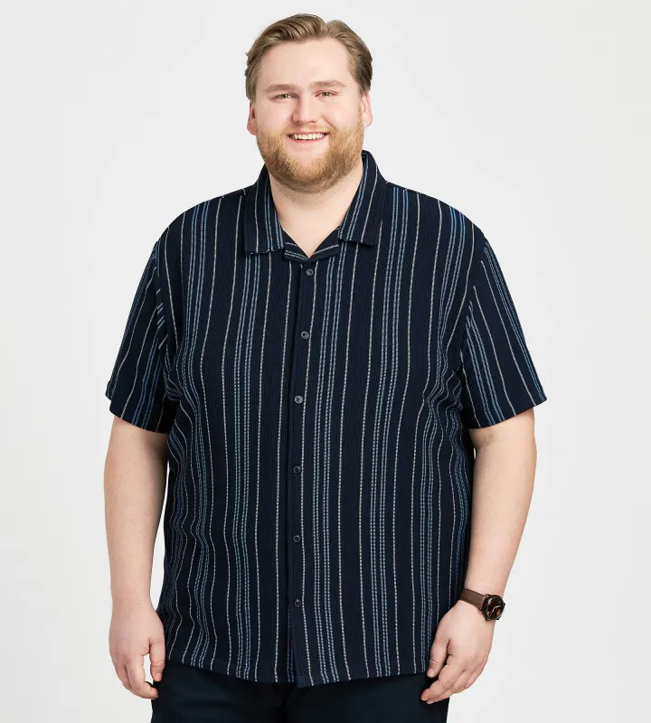 Stripe Camp Collar Knit Shirt made by Projek Raw