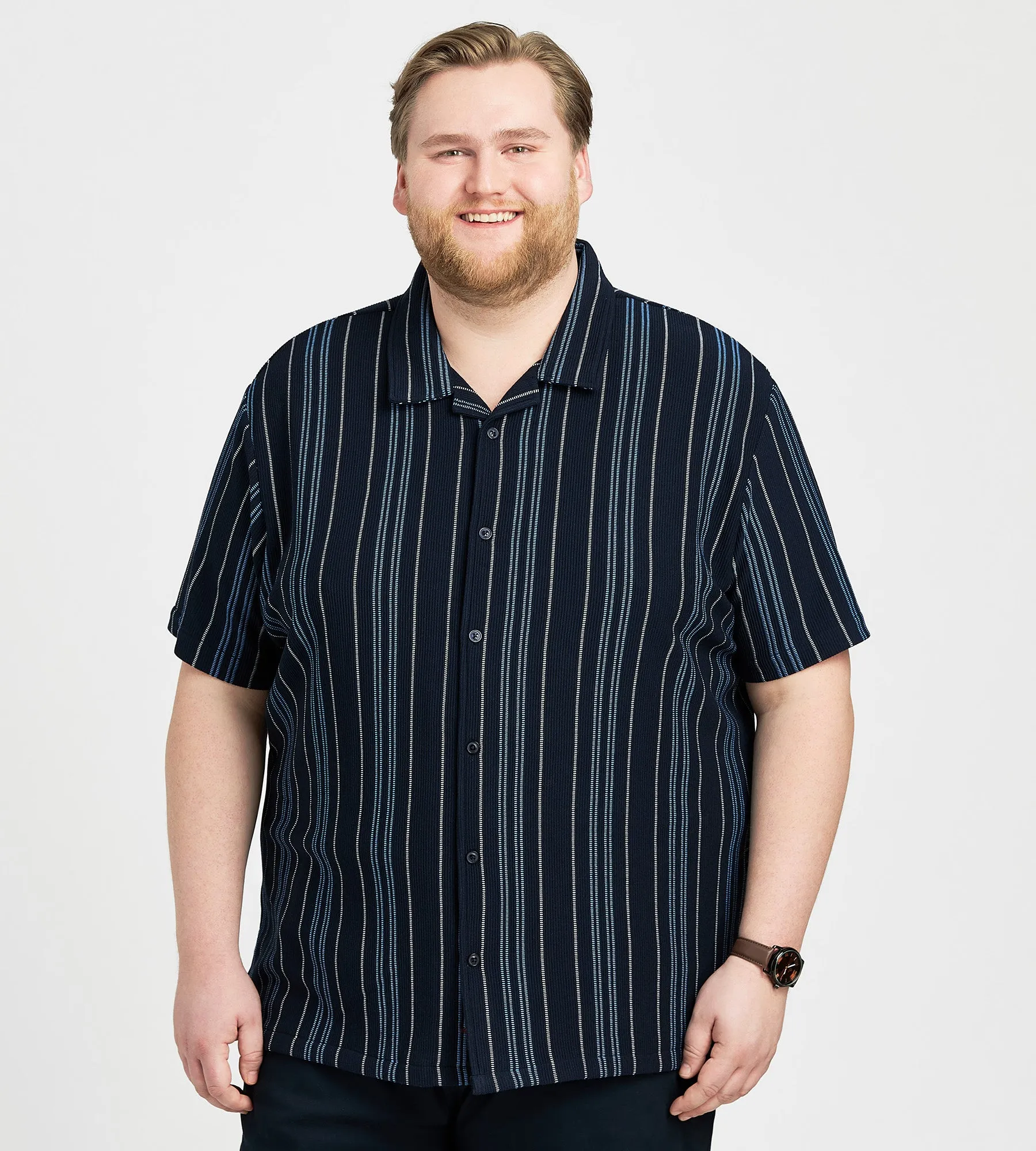 Stripe Camp Collar Knit Shirt sold by George Richards