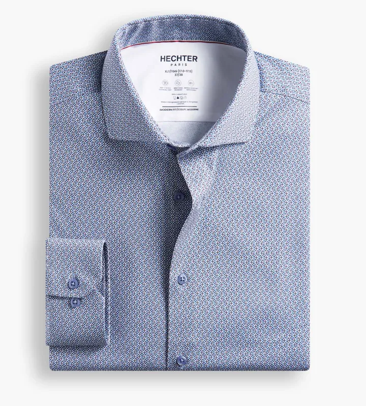 360° Stretch Geo Print Butterknit Dress Shirt made by George Richards
