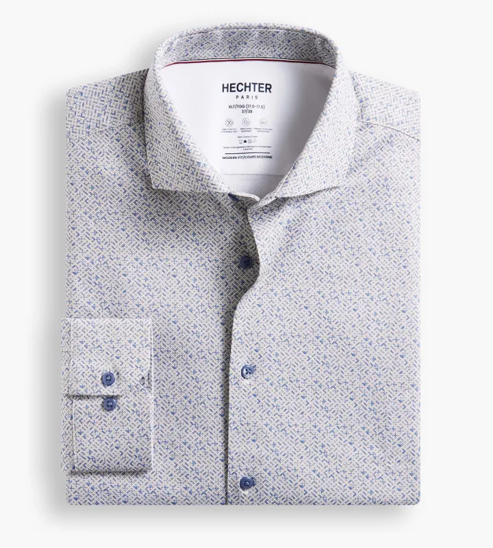 360° Stretch Geo Print Butterknit Dress Shirt made by George Richards