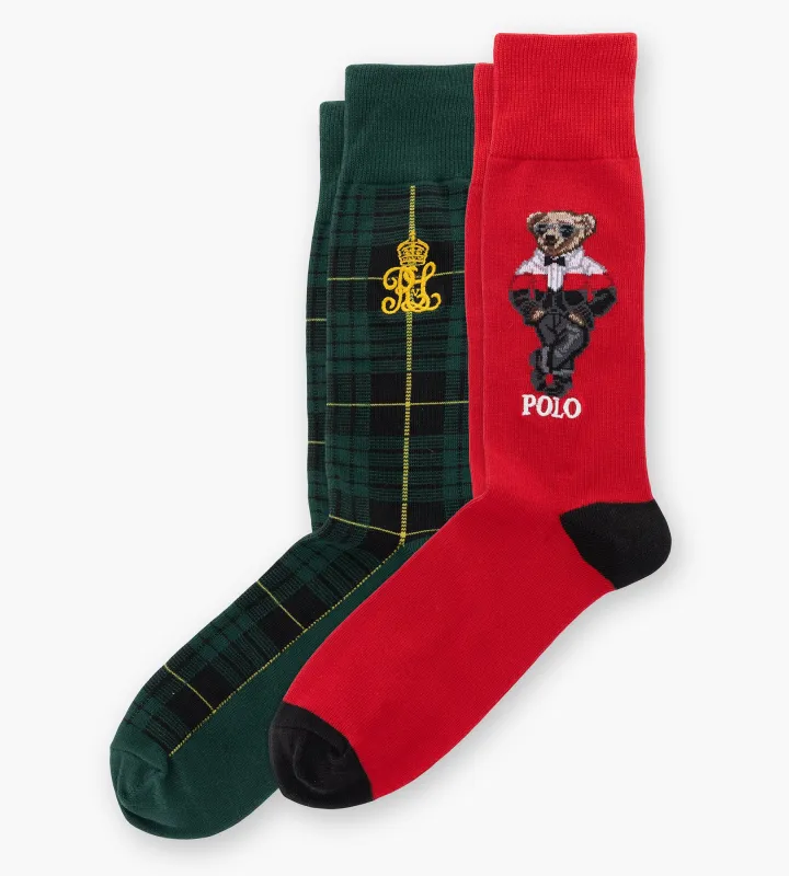 2-Pack Royal Holiday Bear Socks made by Polo by Ralph Lauren