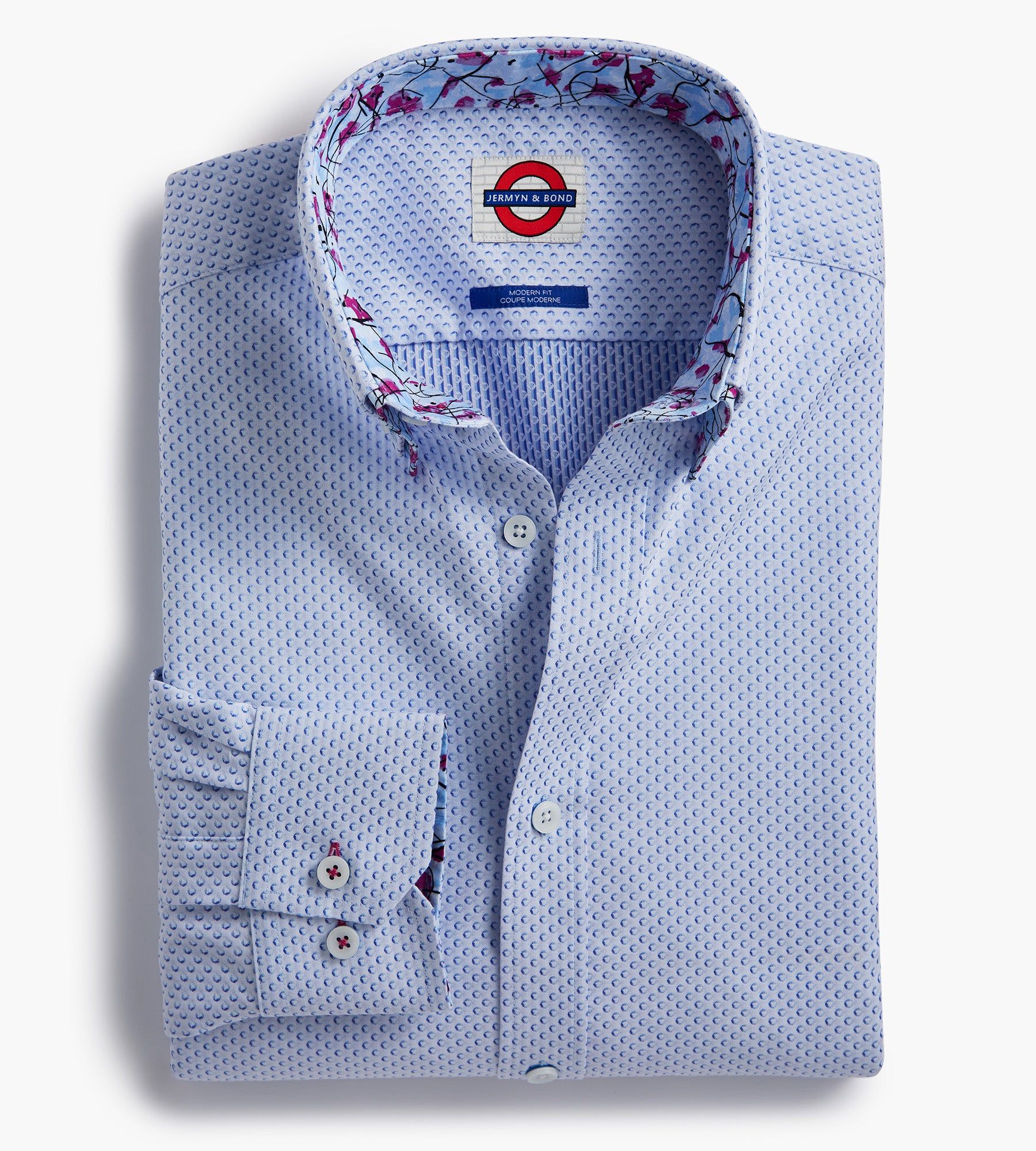 Modern Fit Non-Iron Textured Double-Collar Dress Shirt sold by George Richards