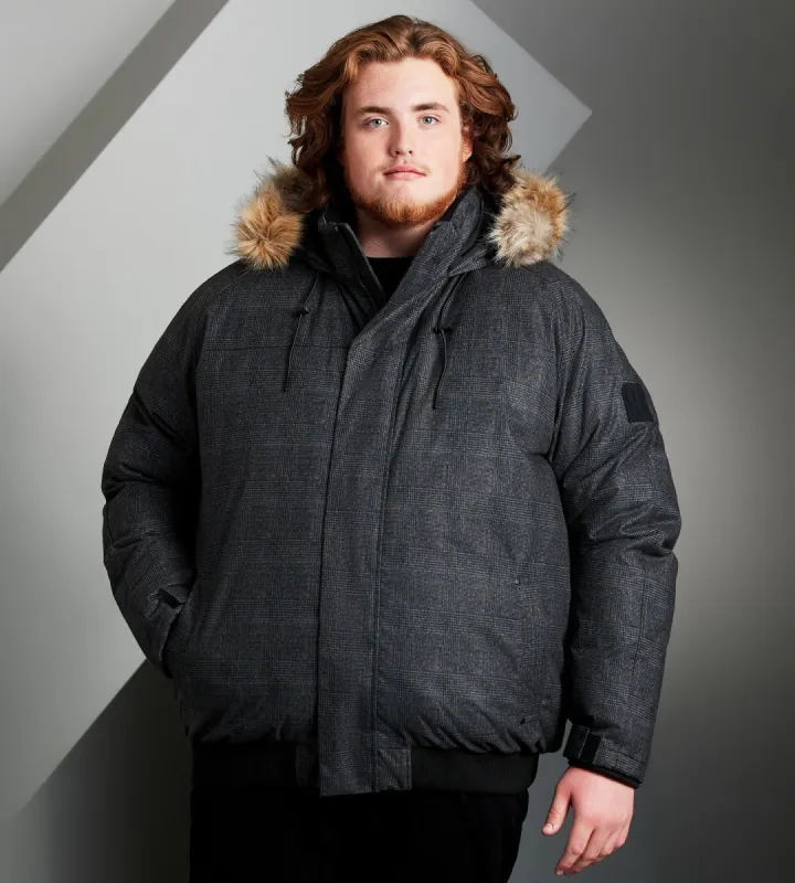 Hooded Plaid Puffer Bomber sold by George Richards