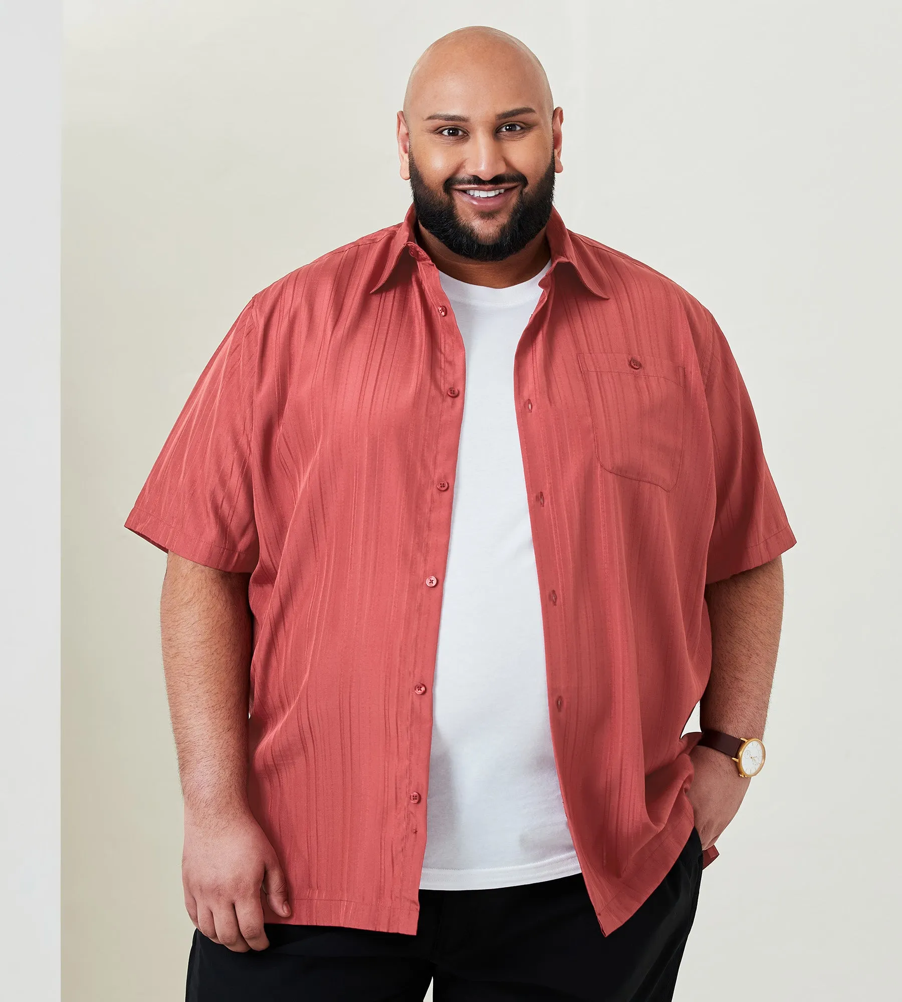 Microfibre Tonal Short Sleeve Sport Shirt sold by George Richards