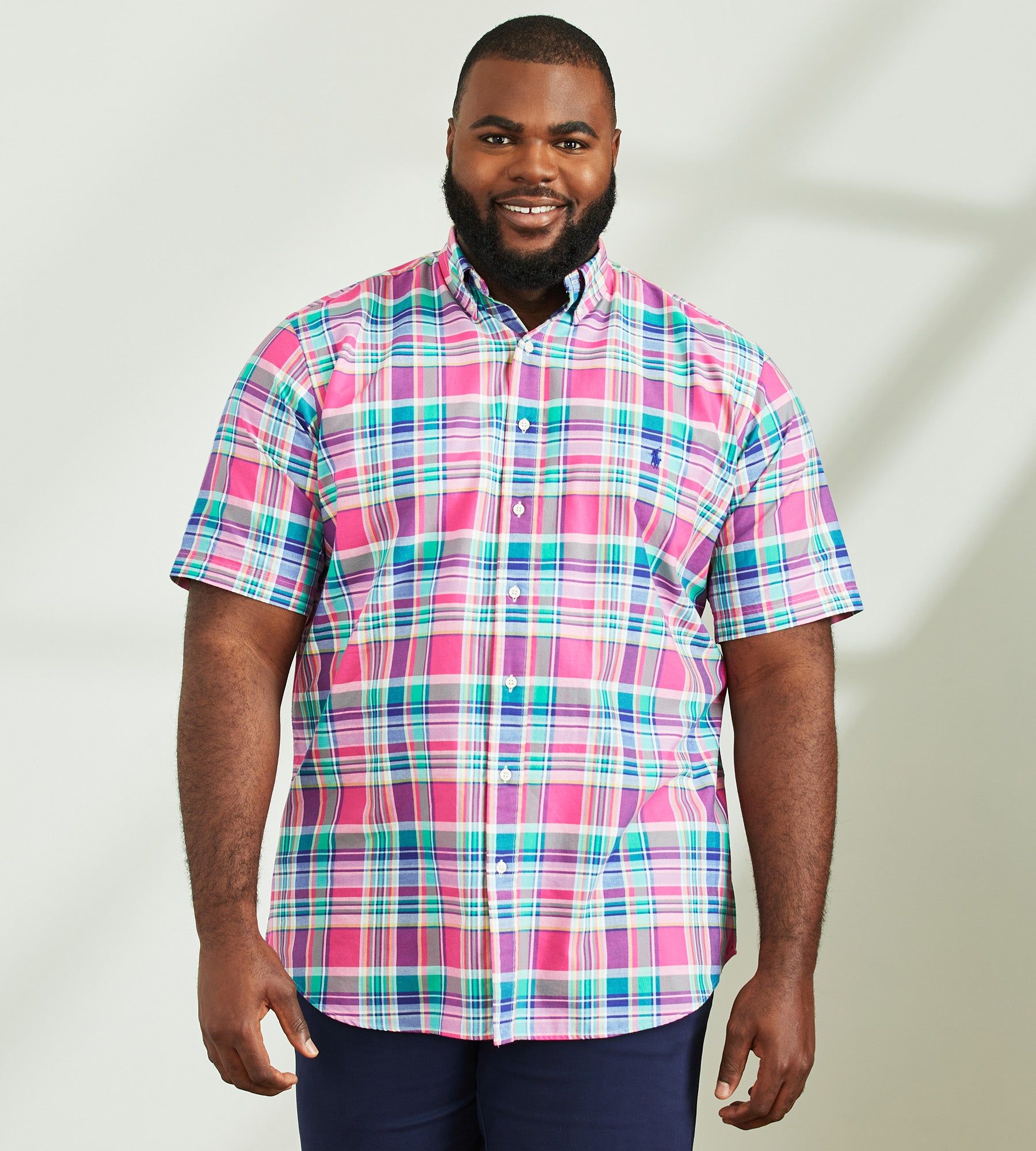 Plaid Oxford Short Sleeve Sport Shirt sold by George Richards