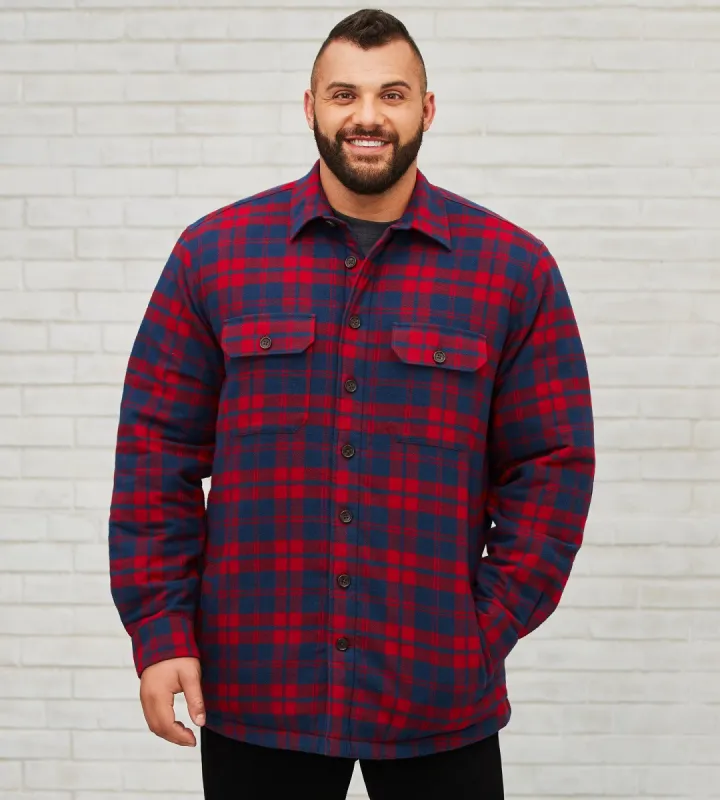 Fleece-Lined Flannel Shacket sold by George Richards