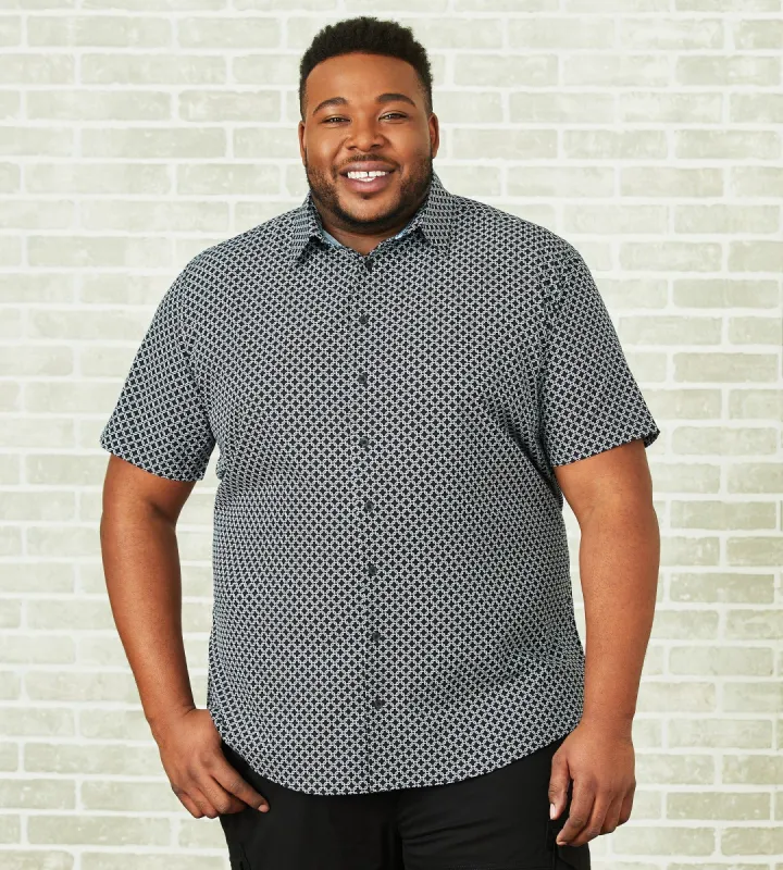360° Stretch Geo Print Short Sleeve Sport Shirt sold by George Richards