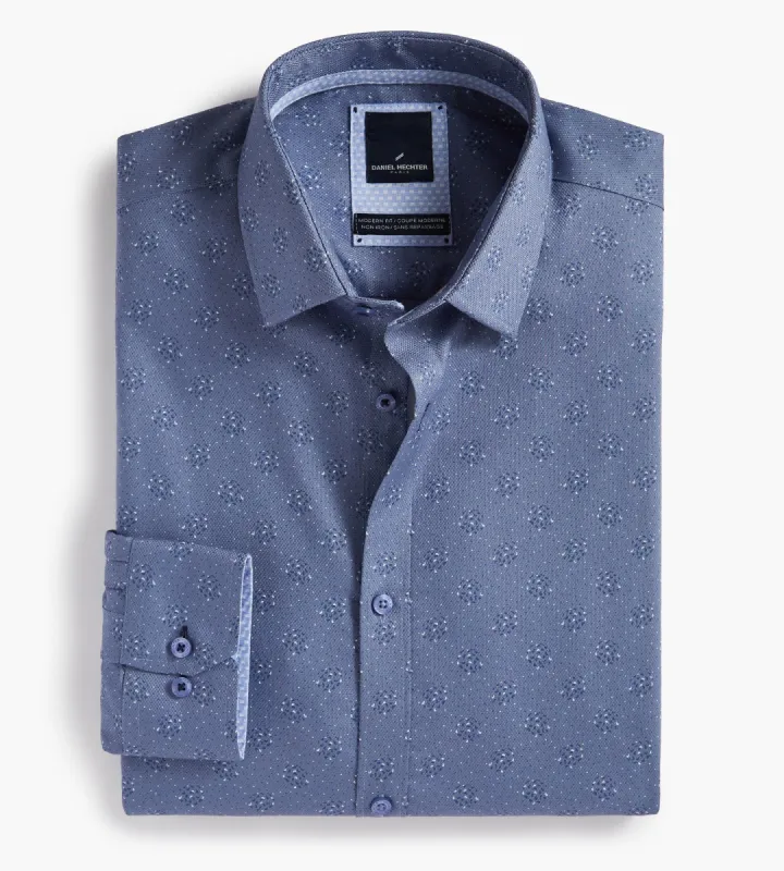 Modern Fit Non-Iron Geo Print Dress Shirt sold by George Richards
