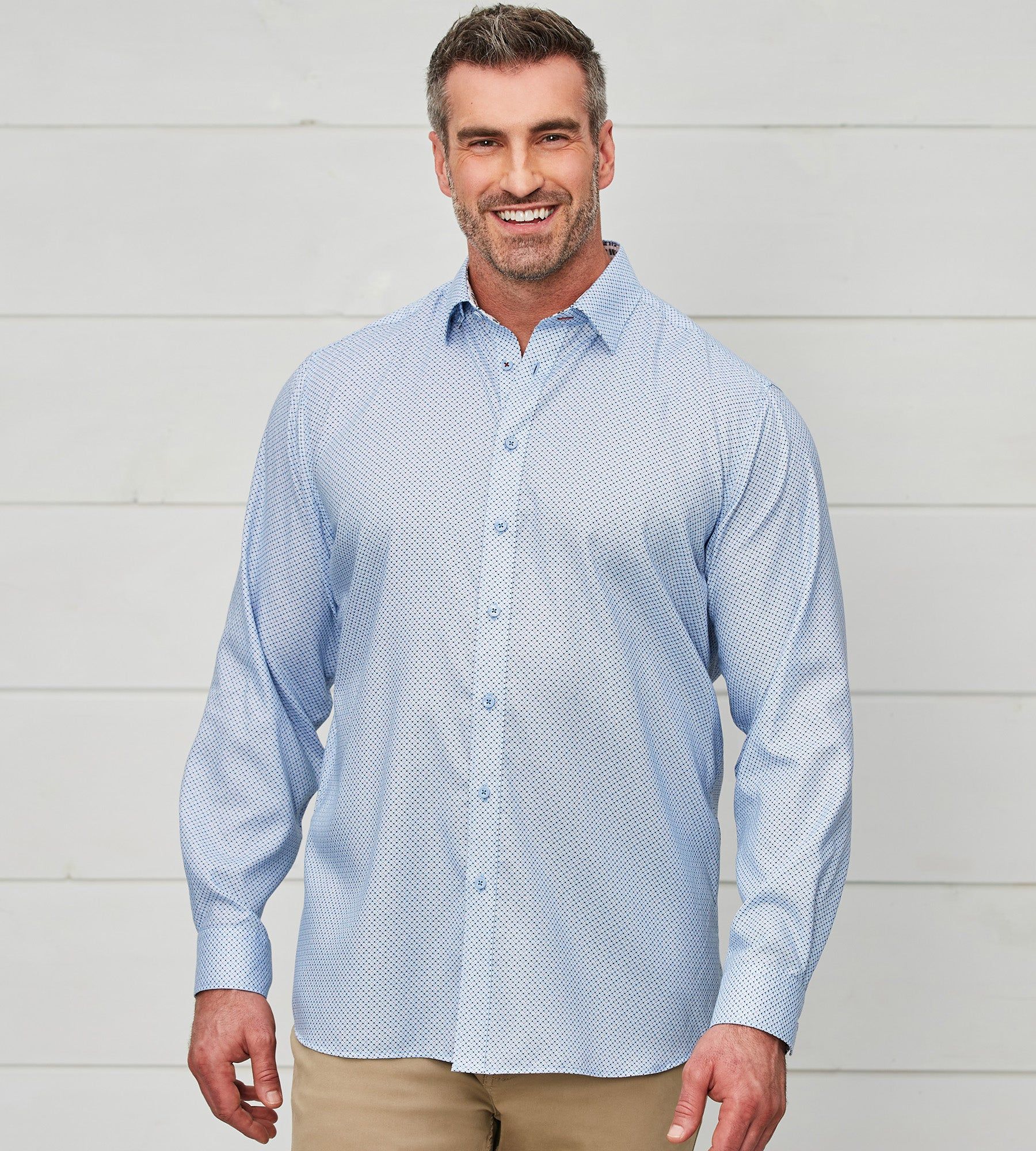 Non-Iron Geo Print Long Sleeve Sport Shirt sold by George Richards