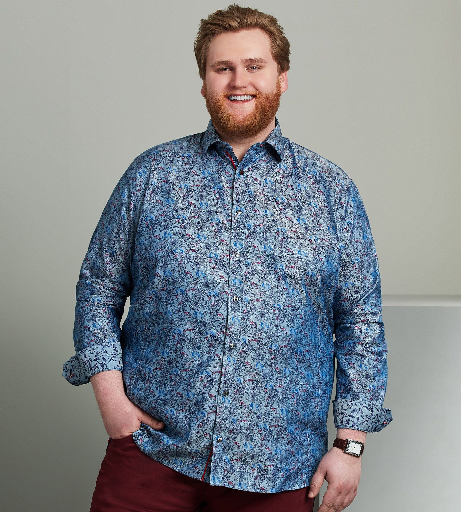 Non-Iron Floral Long Sleeve Sport Shirt sold by George Richards