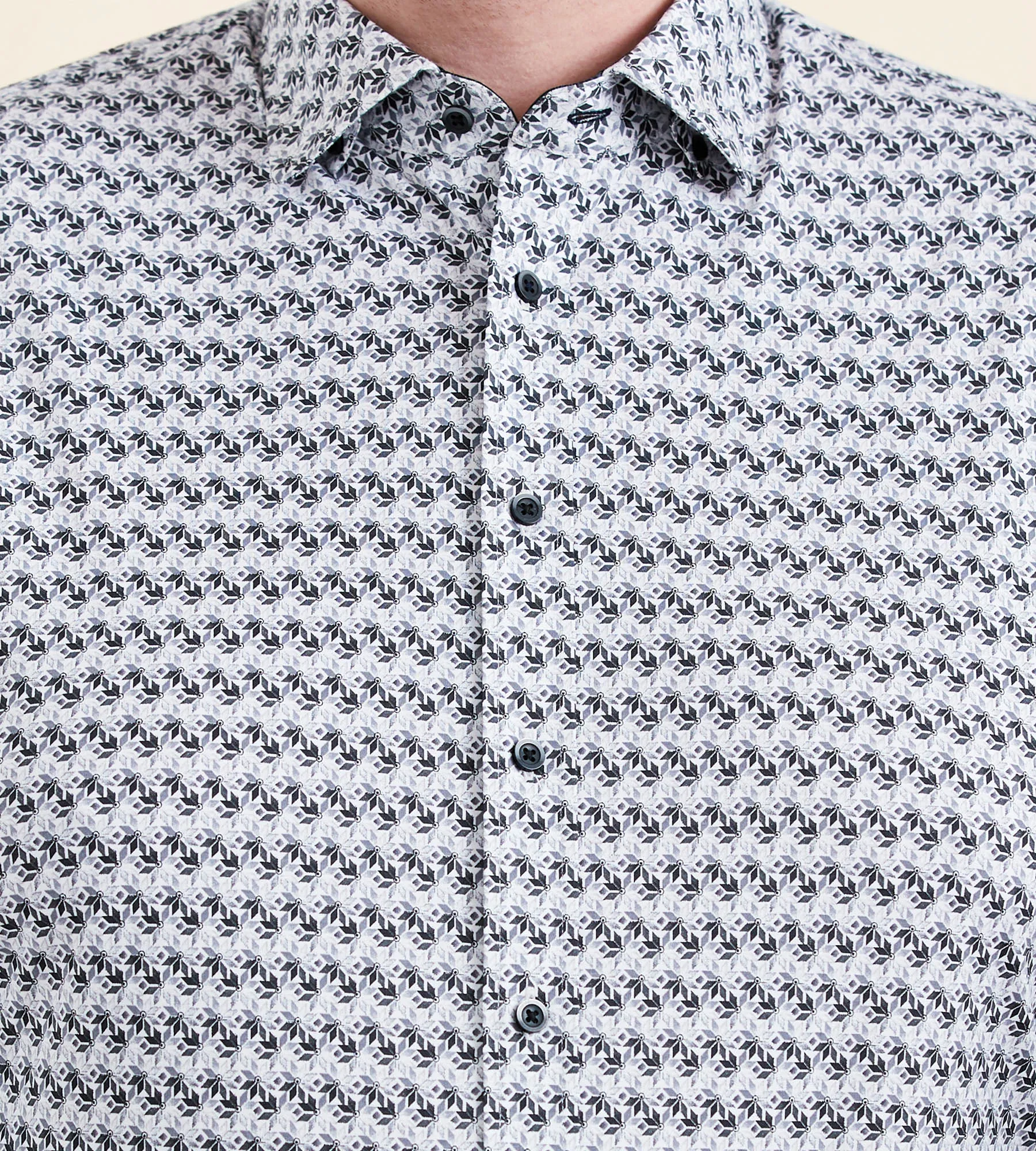360° Stretch Geo Pattern Long Sleeve Sport Shirt sold by George Richards product image thumbnail 2