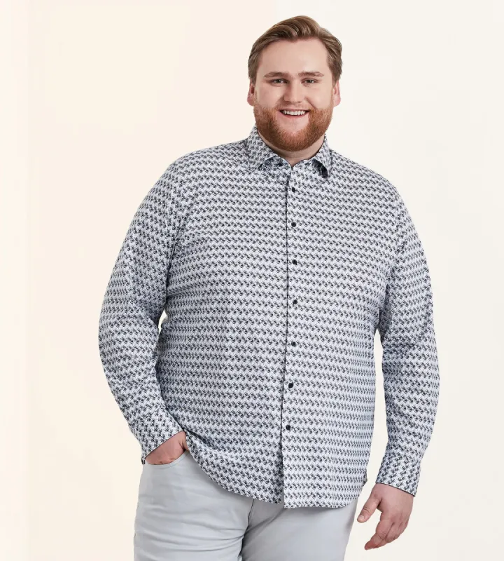 360° Stretch Geo Pattern Long Sleeve Sport Shirt sold by George Richards