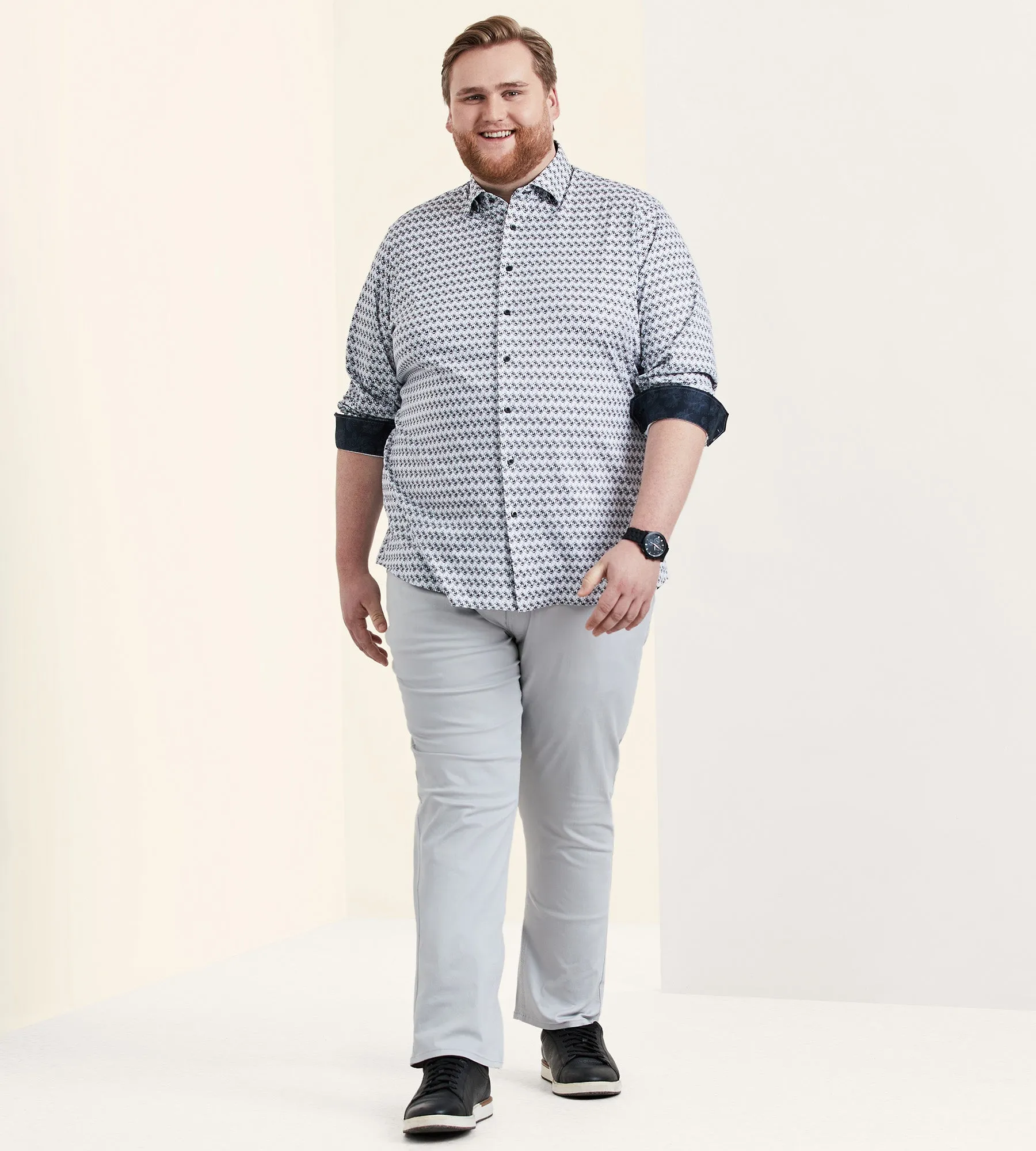 360° Stretch Geo Pattern Long Sleeve Sport Shirt sold by George Richards product image thumbnail 3