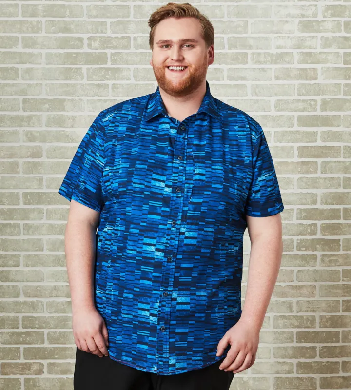 360° Stretch Geo Print Short Sleeve Sport Shirt sold by George Richards