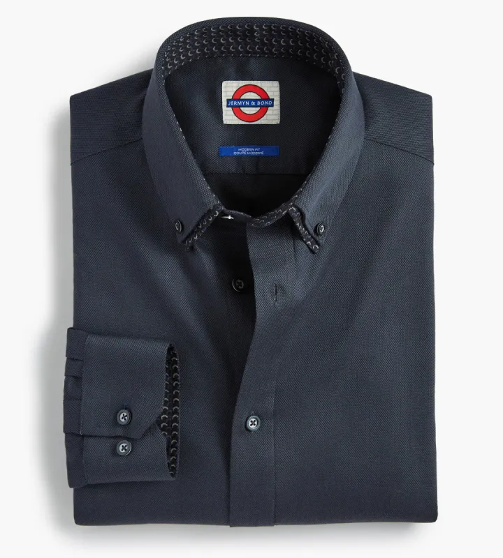 Modern Fit Non-Iron Textured Double-Collar Dress Shirt sold by George Richards
