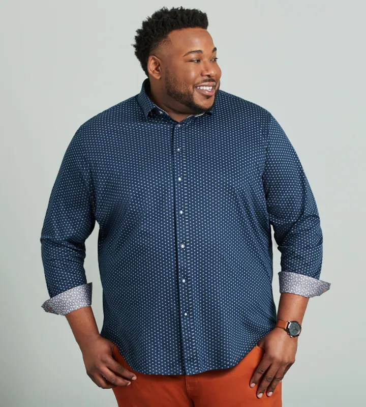 360° Stretch Geo Print Long Sleeve Sport Shirt sold by George Richards