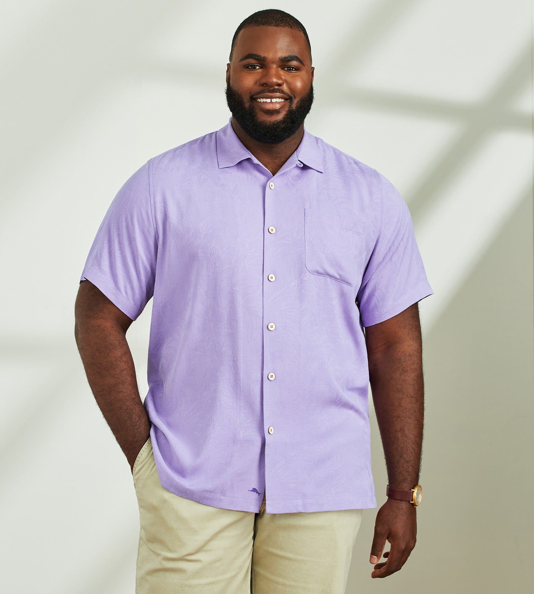 Tropic Isles Tonal Jacquard Short Sleeve Sport Shirt sold by Mr. Big and Tall