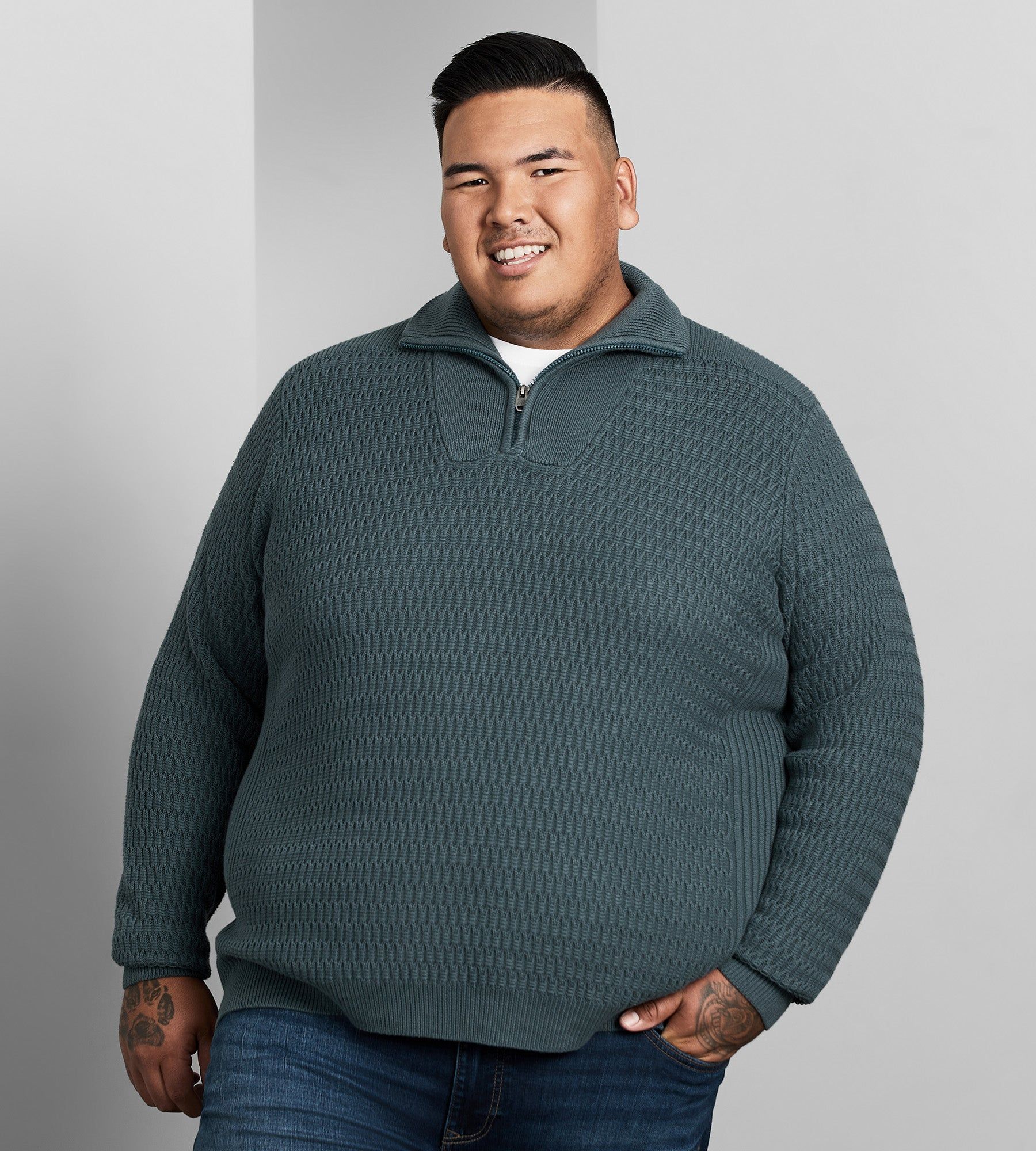 Quarter-Zip Jacquard Sweater sold by Mr. Big and Tall