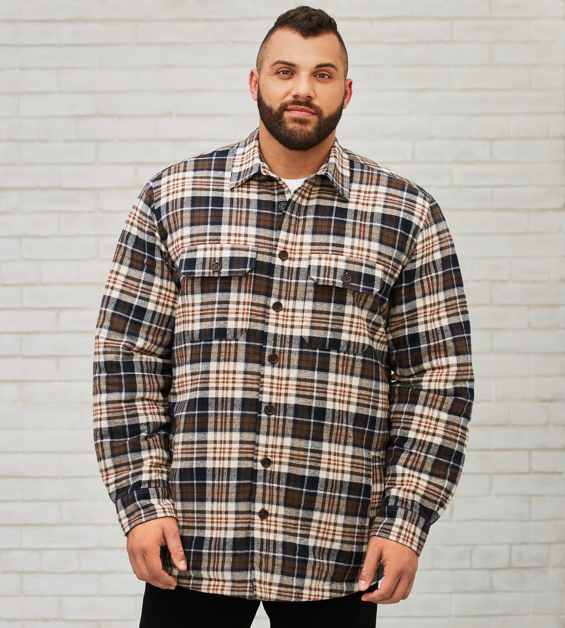 Fleece-Lined Flannel Shacket sold by Mr. Big and Tall