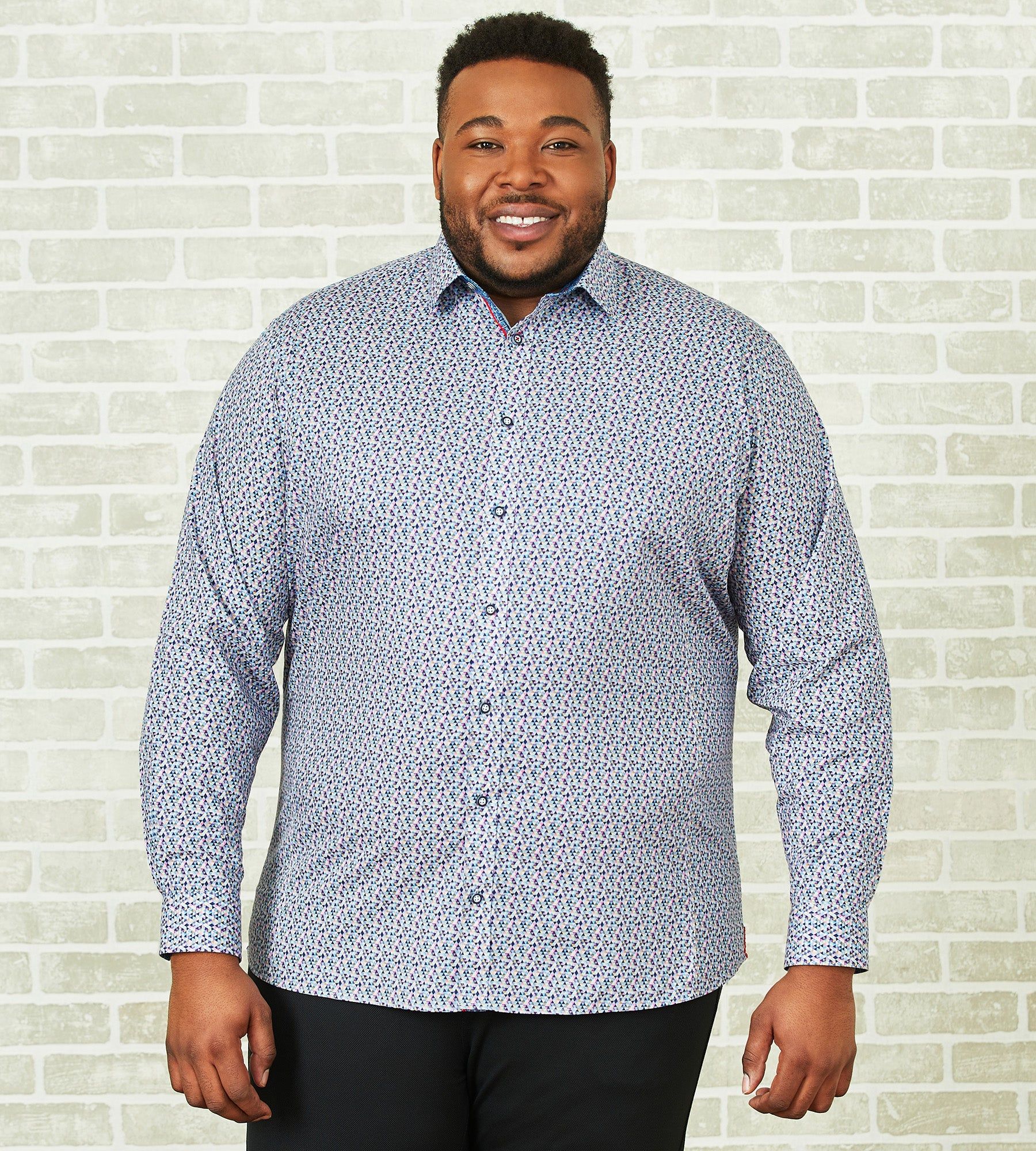 Non-Iron Geo Print Long Sleeve Sport Shirt sold by Mr. Big and Tall