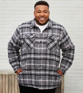 Quilted Lined Plaid Shacket sold by Mr. Big and Tall
