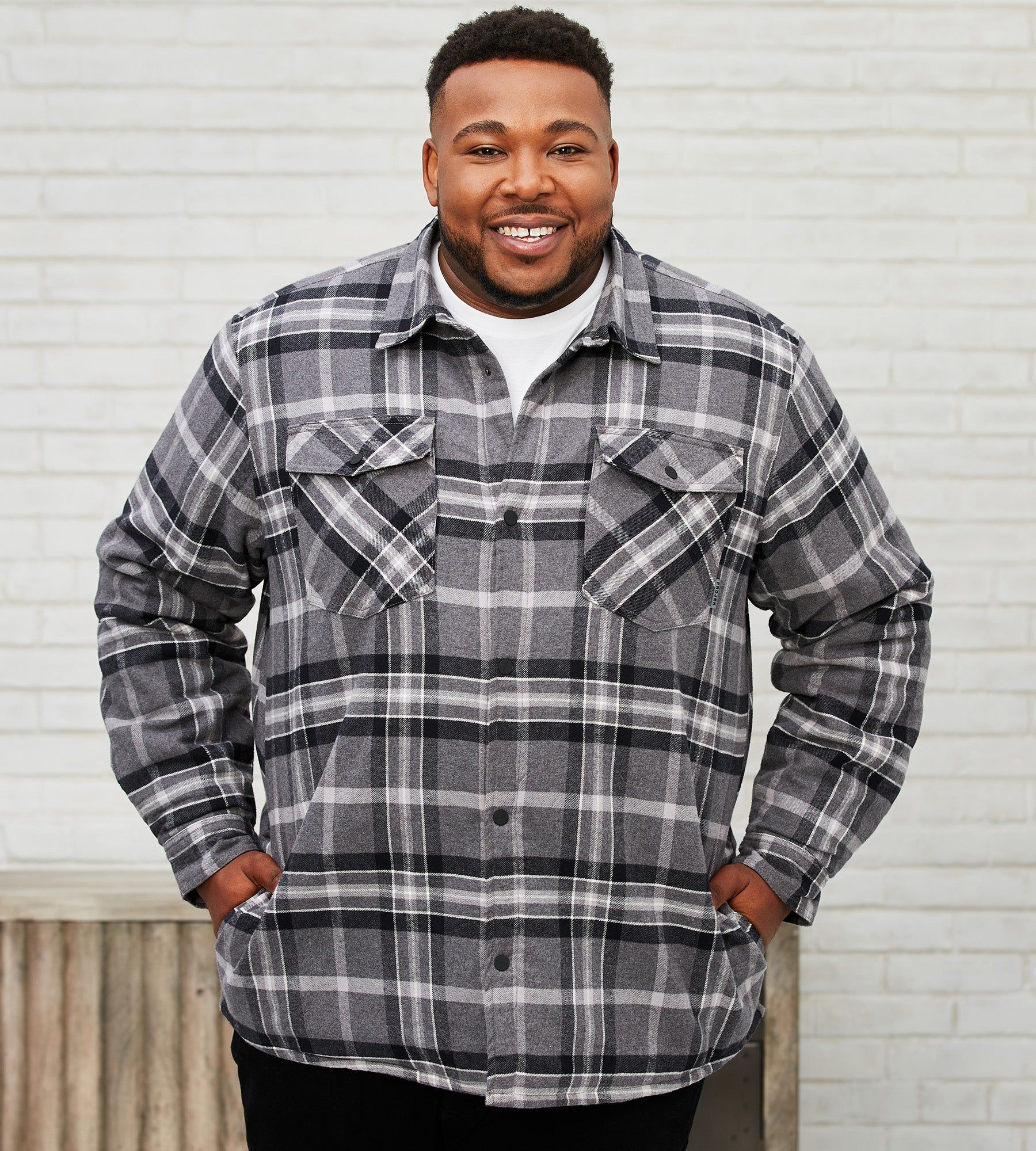 Quilted Lined Plaid Shacket sold by Mr. Big and Tall