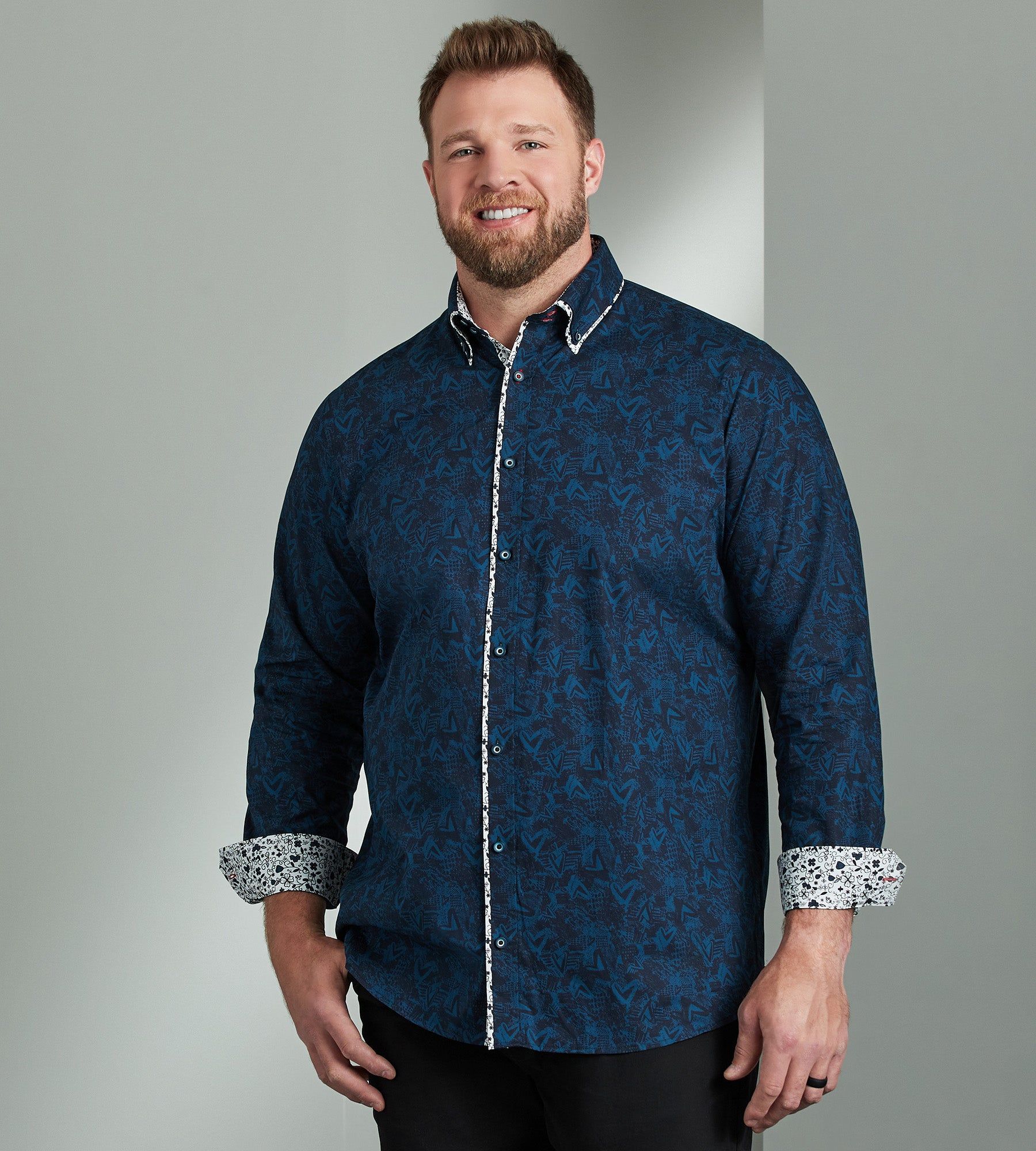 Non-Iron Double Collar Long Sleeve Sport Shirt sold by Mr. Big and Tall