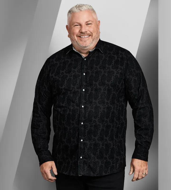 Flocking Print Long Sleeve Sport Shirt sold by Mr. Big and Tall