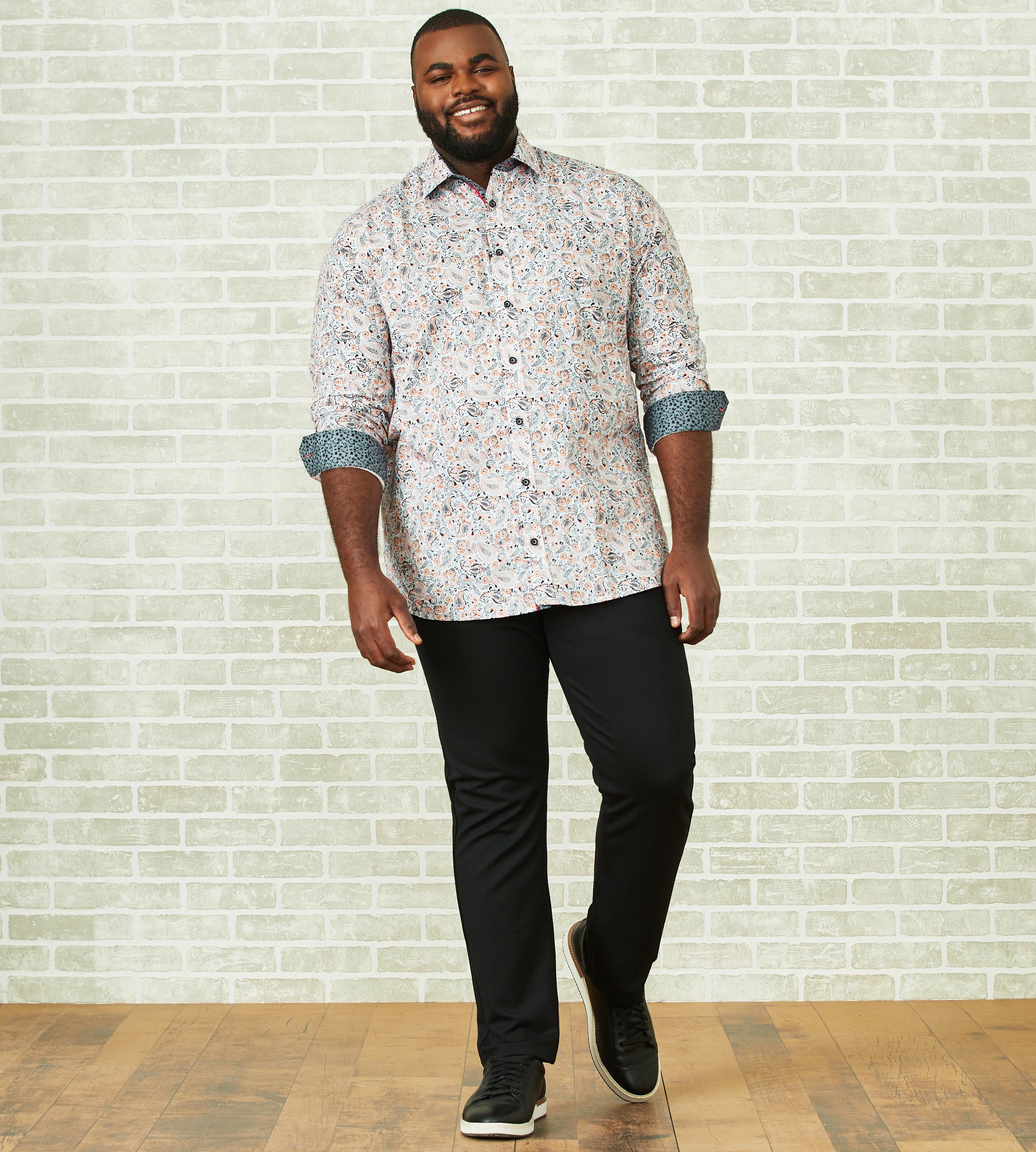 Non-Iron Paisley Print Long Sleeve Sport Shirt sold by Mr. Big and Tall product image thumbnail 4