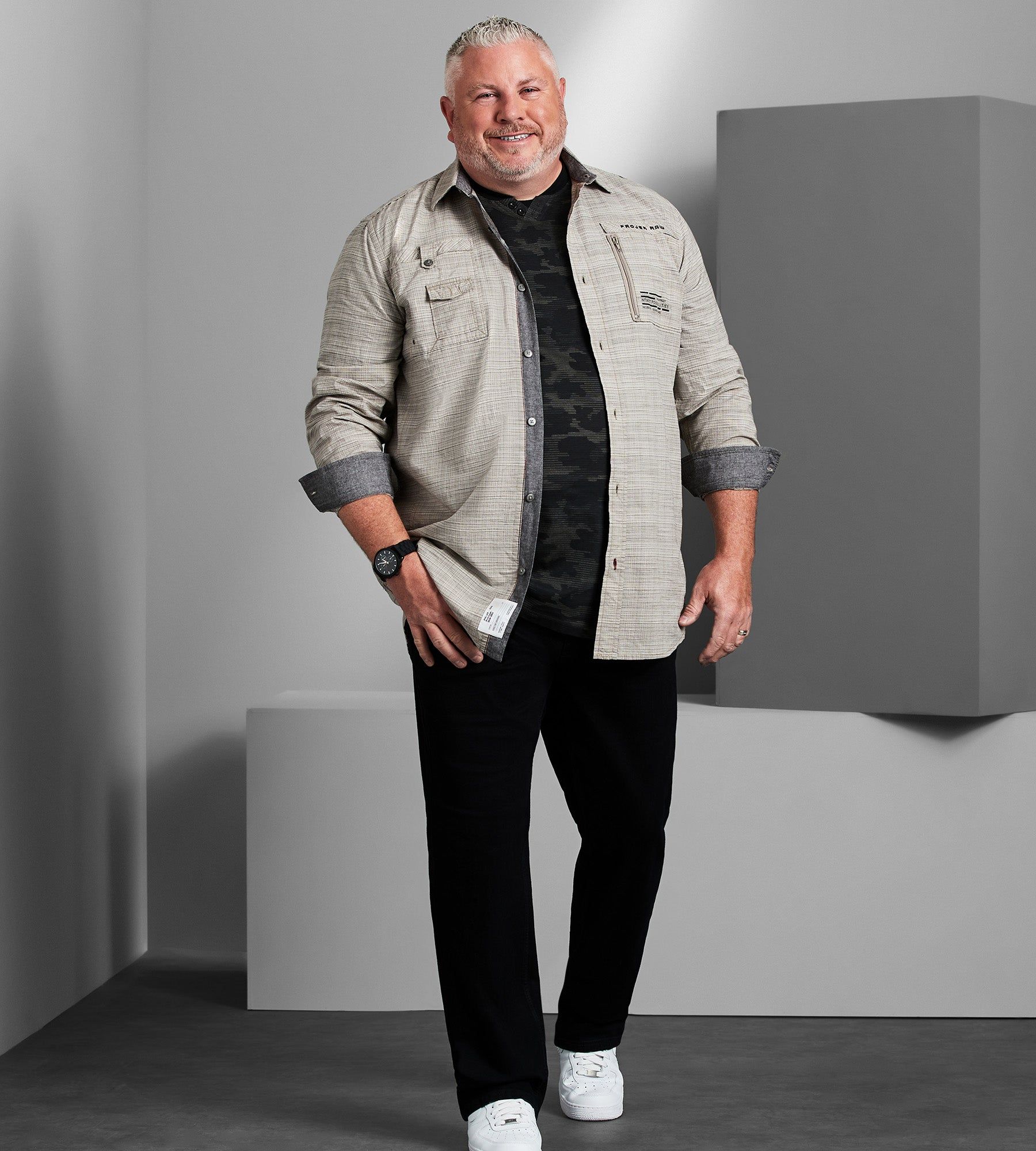 Tonal Long Sleeve Sport Shirt sold by Mr. Big and Tall product image thumbnail 3