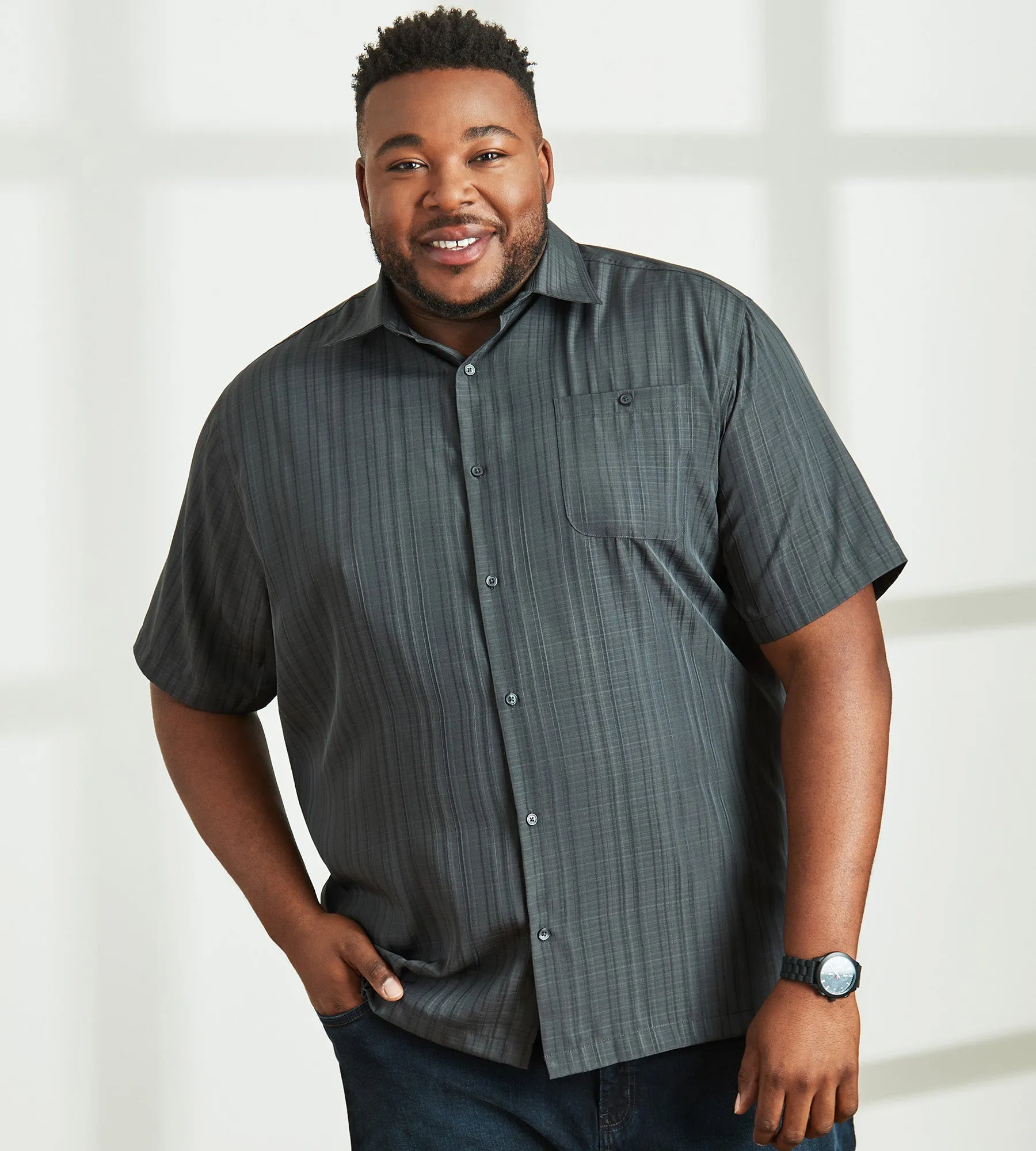 Microfibre Tonal Short Sleeve Sport Shirt sold by Mr. Big and Tall