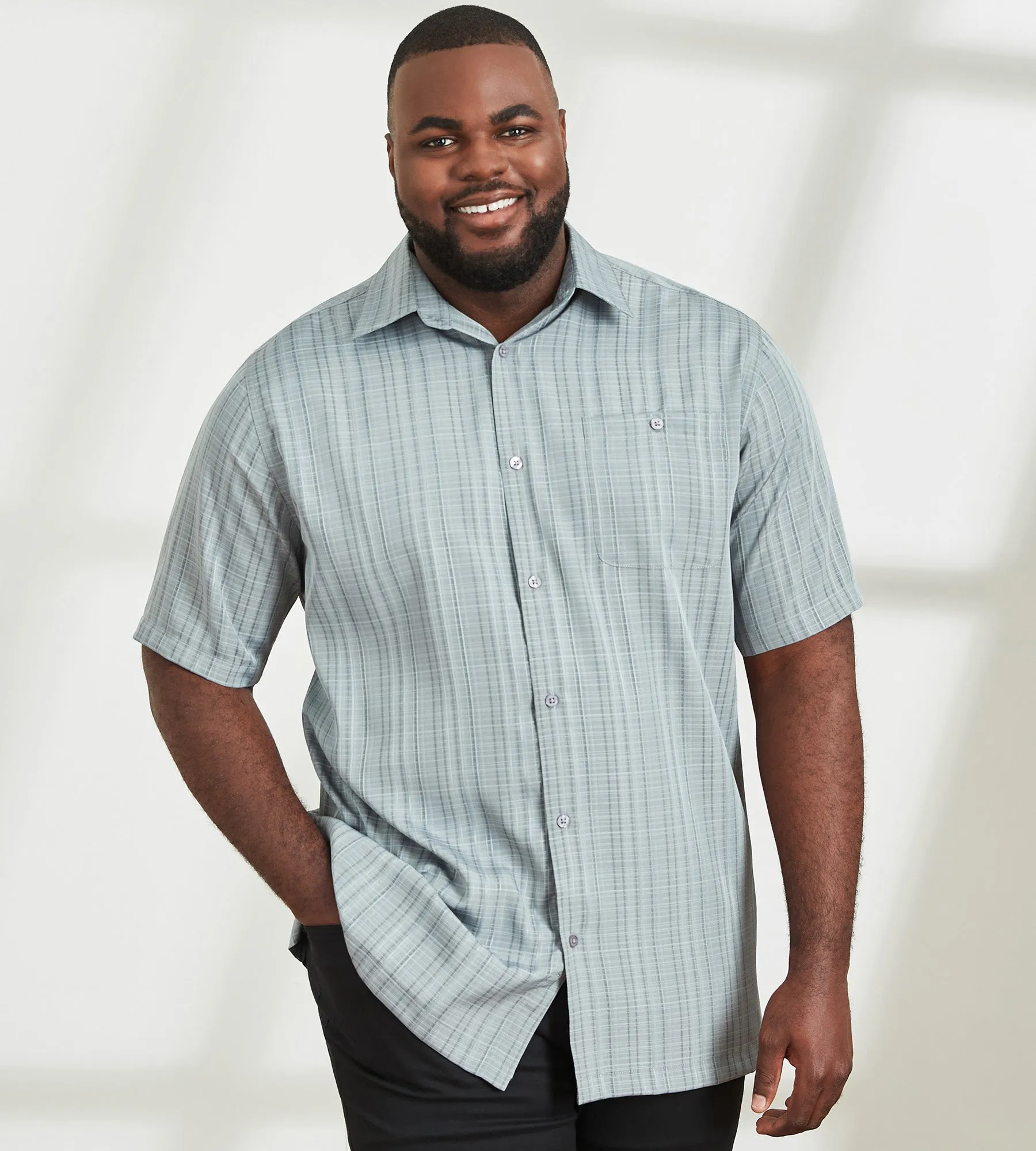 Microfibre Tonal Short Sleeve Sport Shirt sold by Mr. Big and Tall product image thumbnail 5