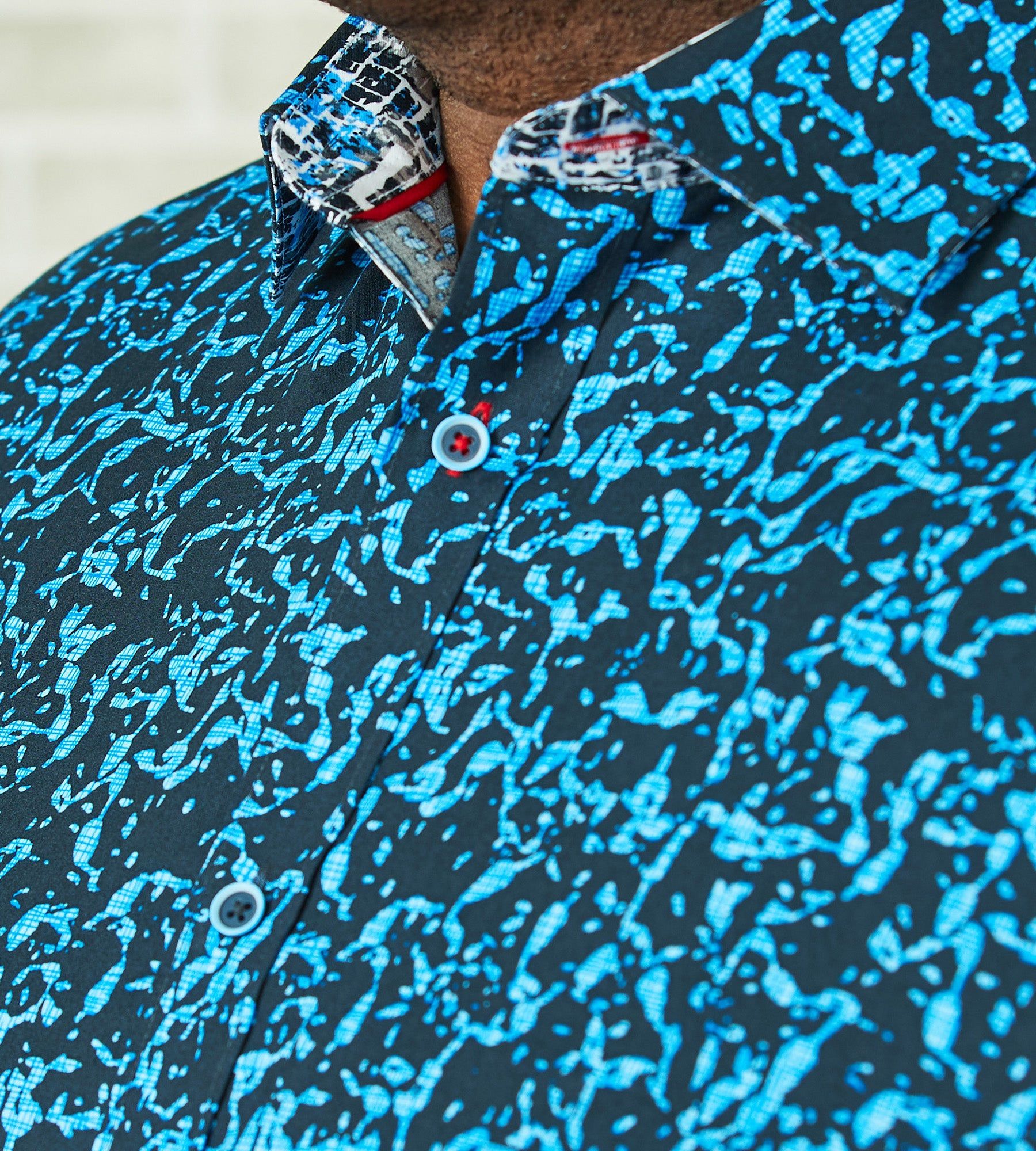 Non-Iron Water Print Long Sleeve Sport Shirt sold by Mr. Big and Tall product image thumbnail 4