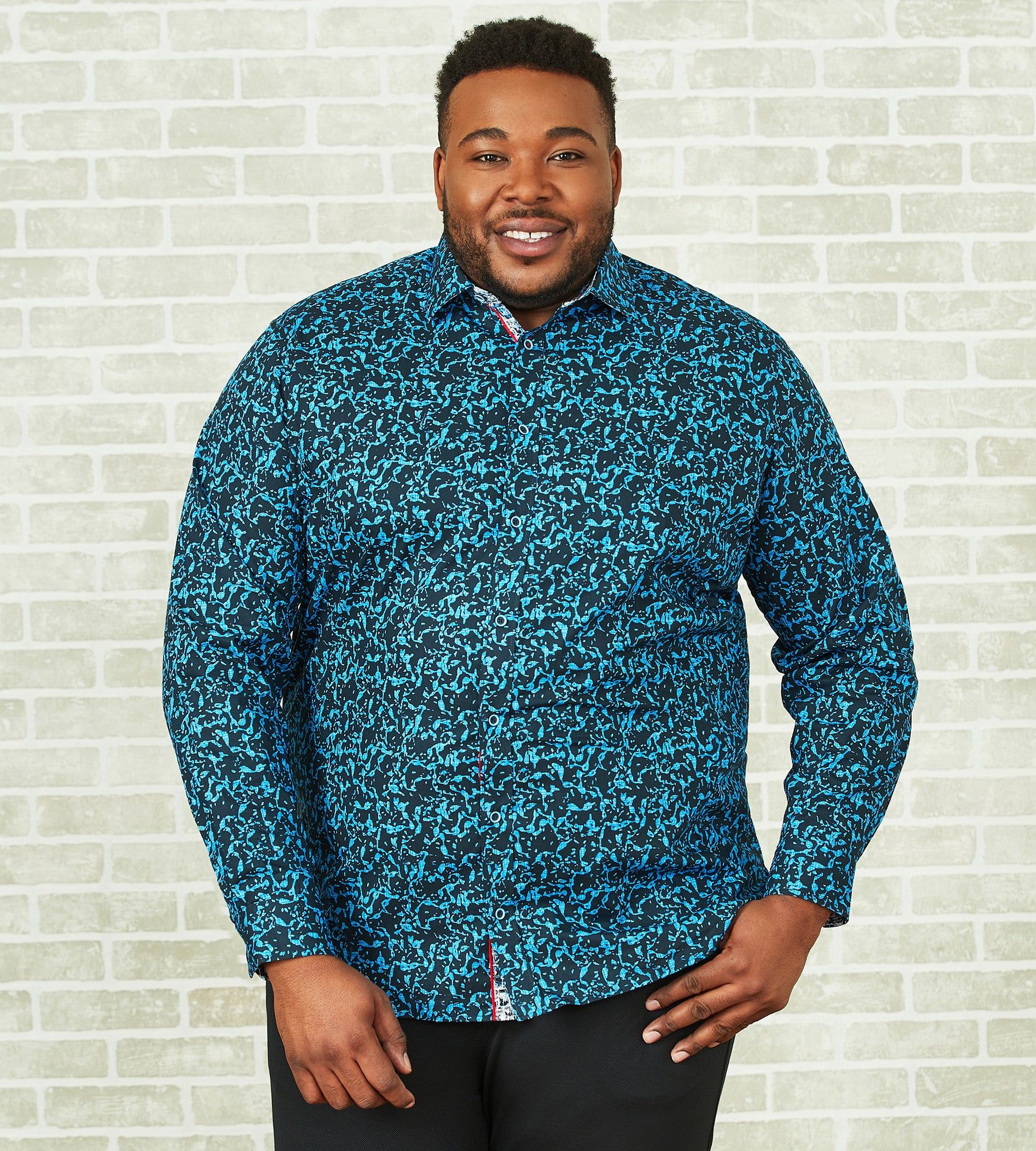 Non-Iron Water Print Long Sleeve Sport Shirt sold by Mr. Big and Tall