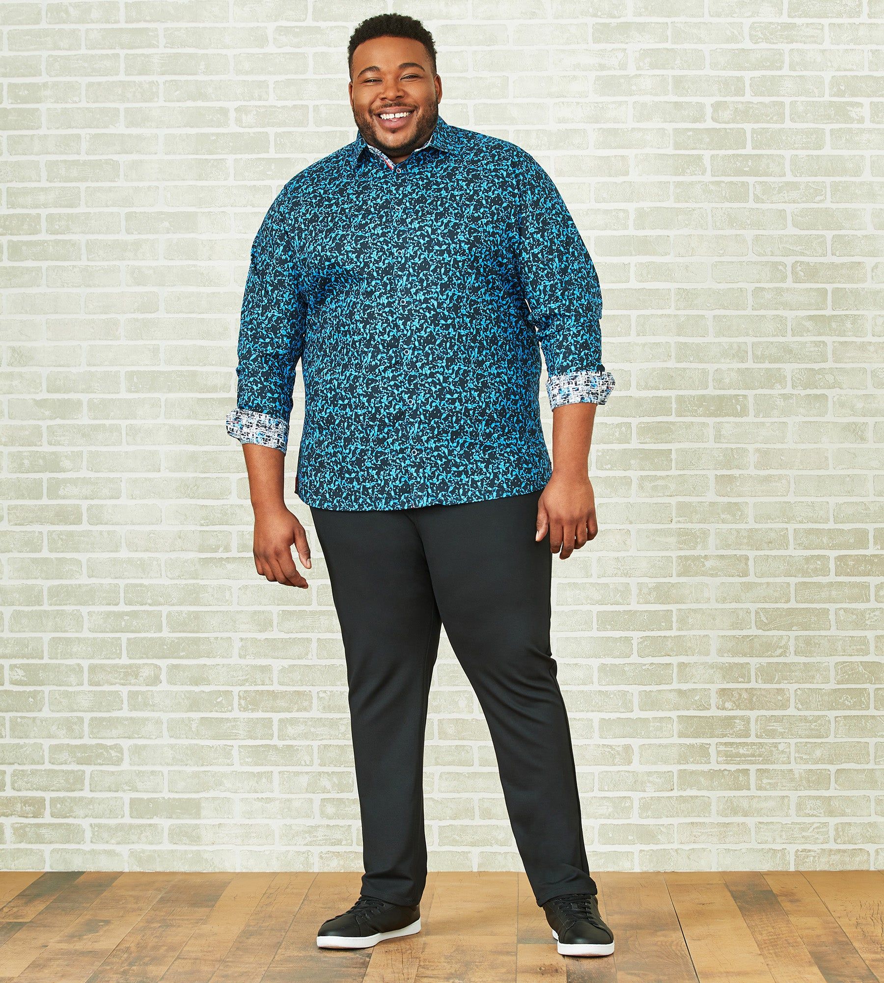 Non-Iron Water Print Long Sleeve Sport Shirt sold by Mr. Big and Tall product image thumbnail 3