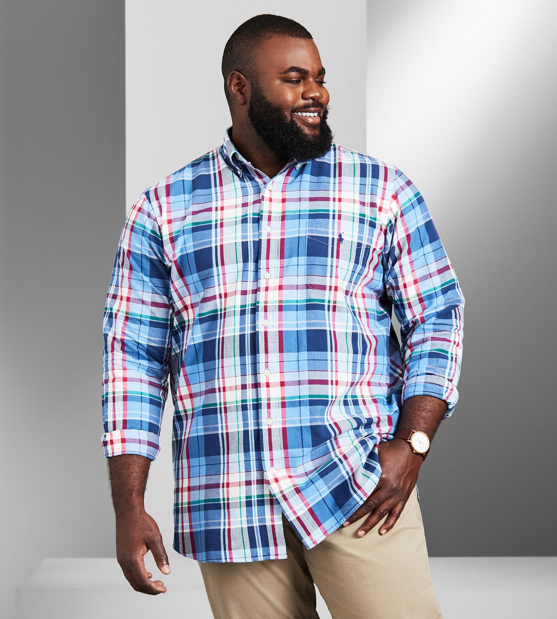 Plaid Oxford Long Sleeve Sport Shirt sold by Mr. Big and Tall