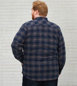 Fleece-Lined Flannel Shacket sold by Mr. Big and Tall