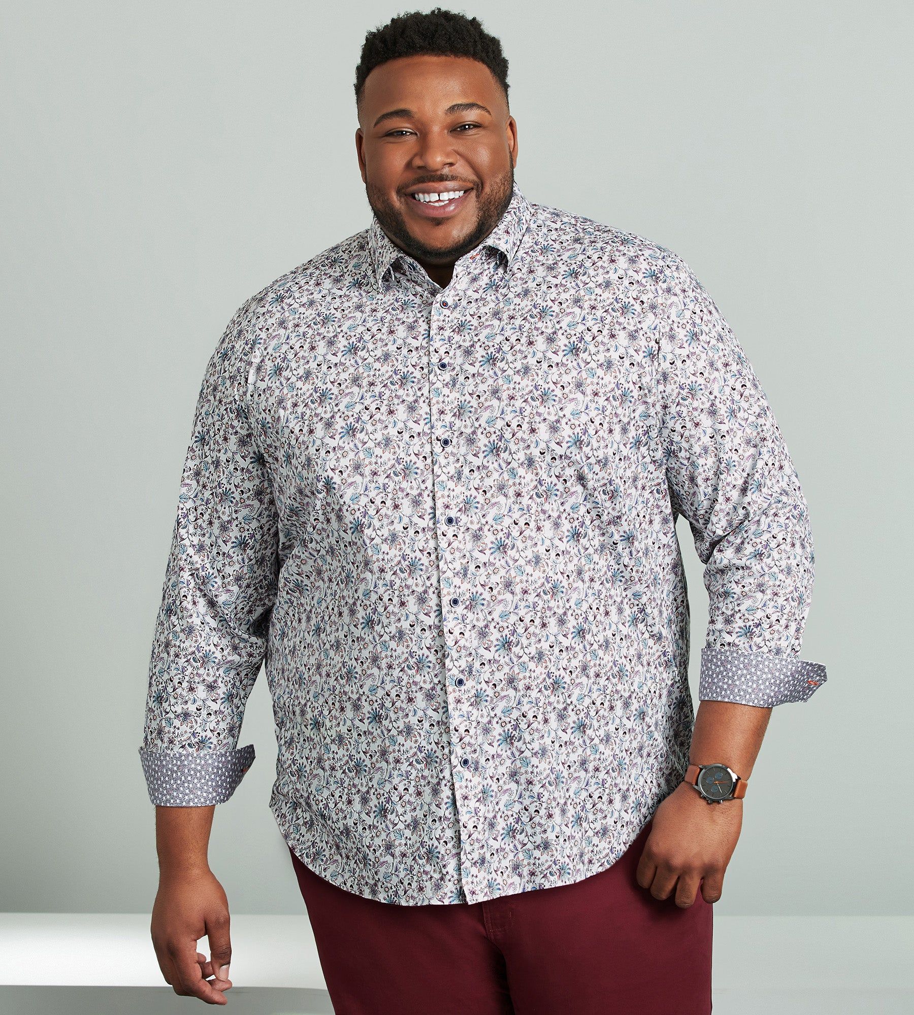 360° Stretch Floral Print Long Sleeve Sport Shirt sold by Mr. Big and Tall