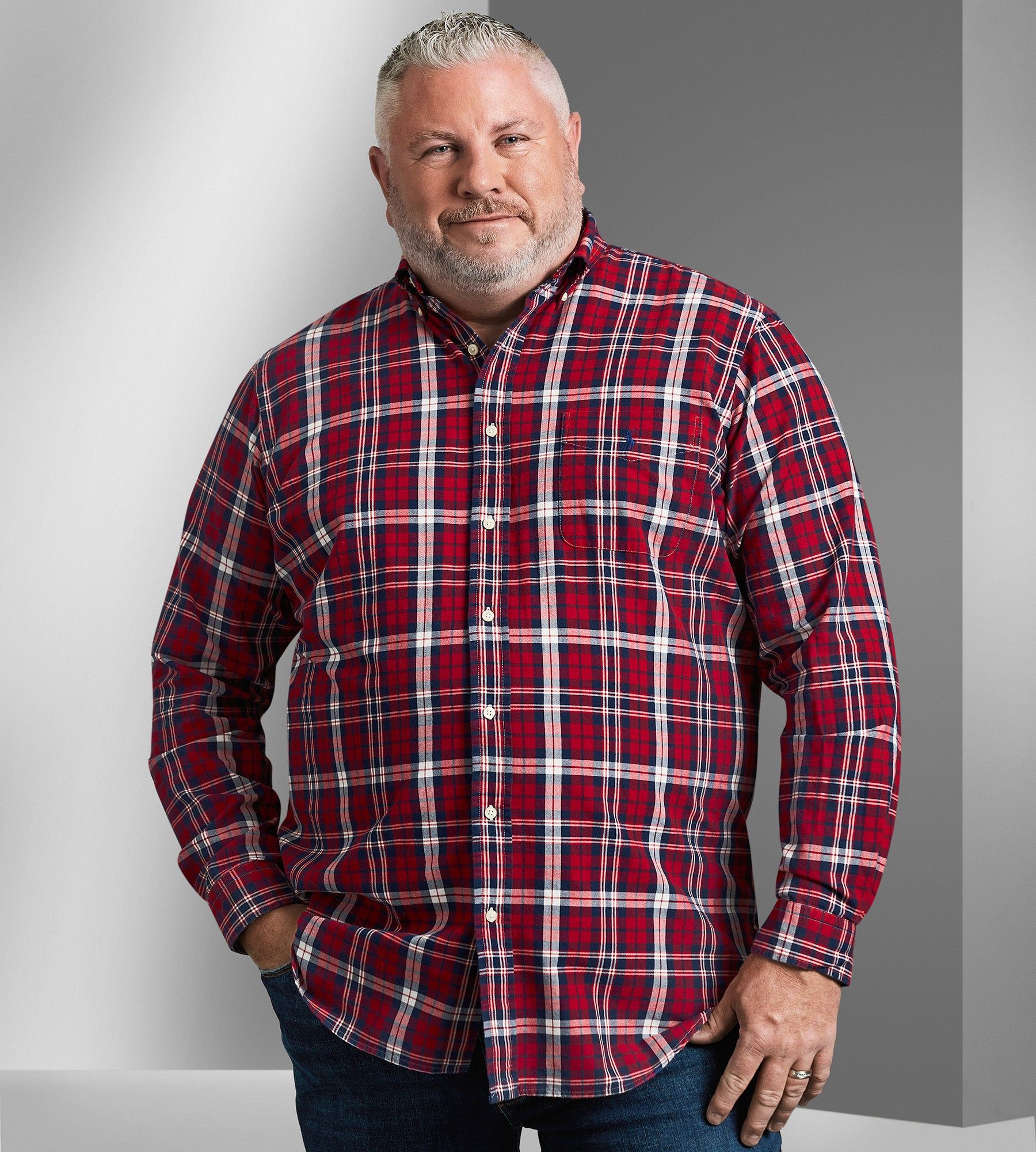 Plaid Oxford Long Sleeve Sport Shirt sold by Mr. Big and Tall