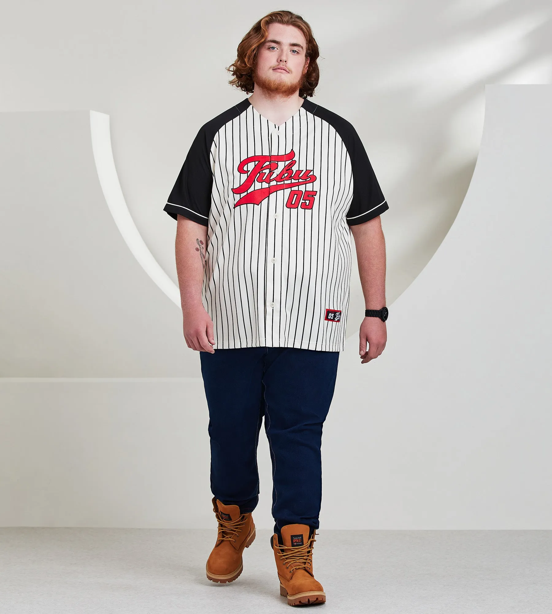 Varsity Pinstriped Baseball Jersey sold by Mr. Big and Tall product image thumbnail 3