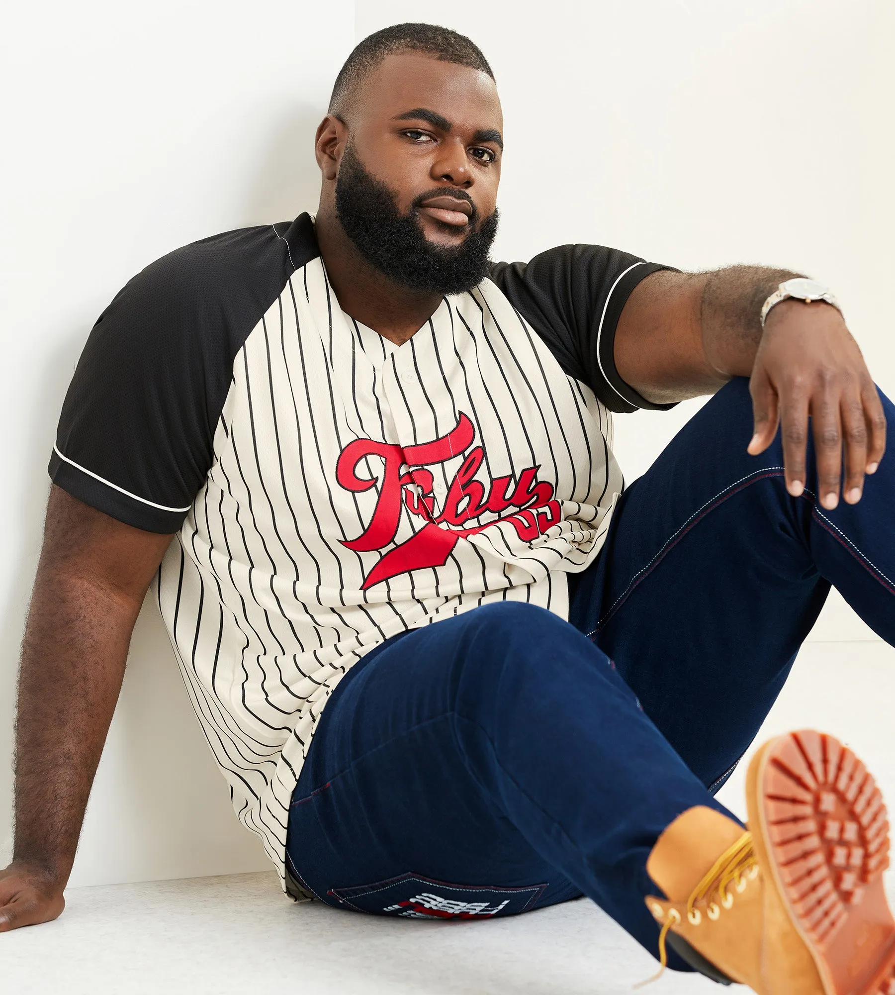 Varsity Pinstriped Baseball Jersey sold by Mr. Big and Tall product image thumbnail 5