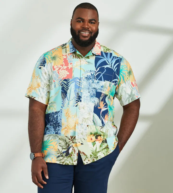 Patchwork in Paradise Short Sleeve Sport Shirt sold by Mr. Big and Tall