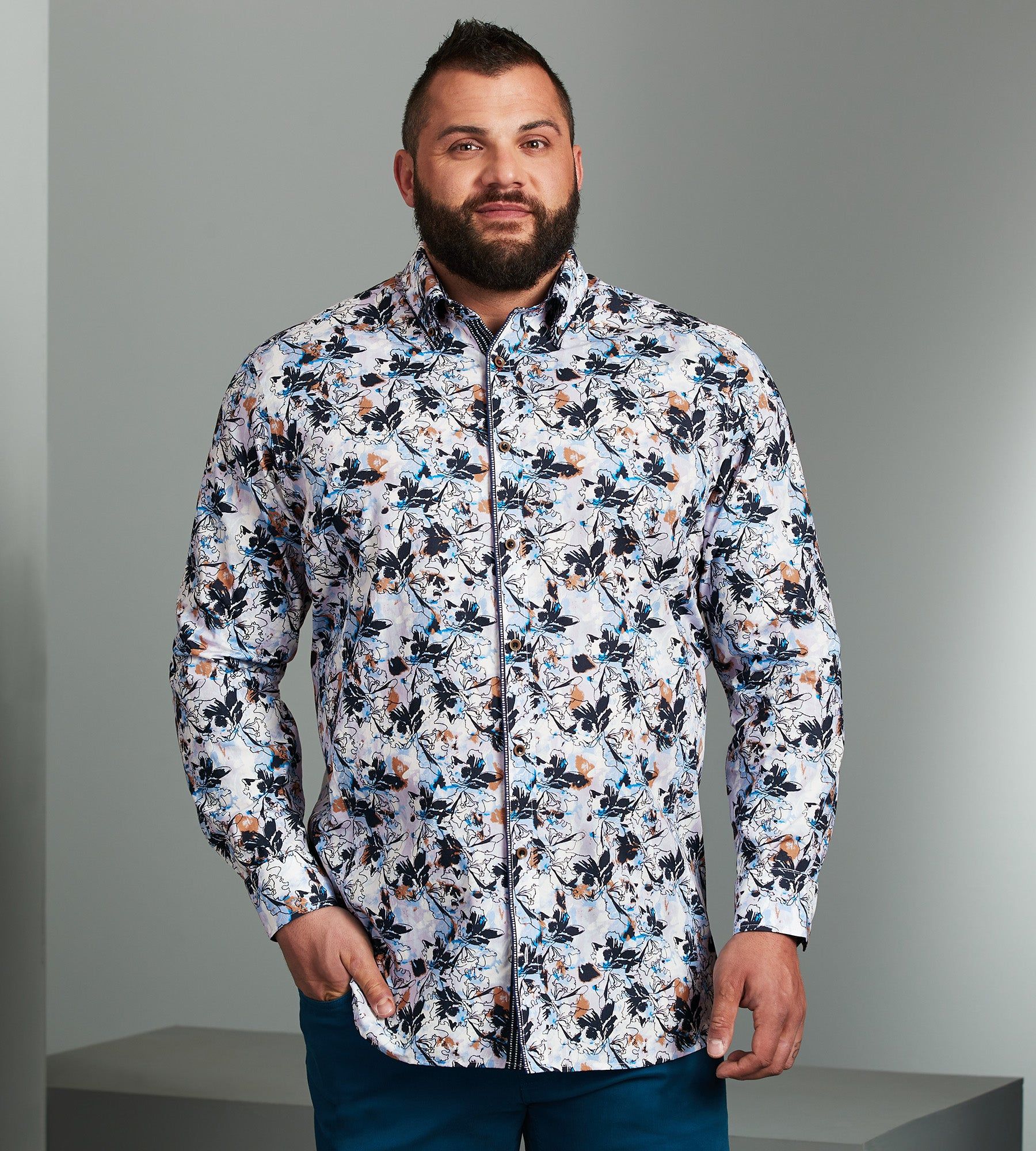 Non-Iron Double Collar Long Sleeve Sport Shirt sold by Mr. Big and Tall