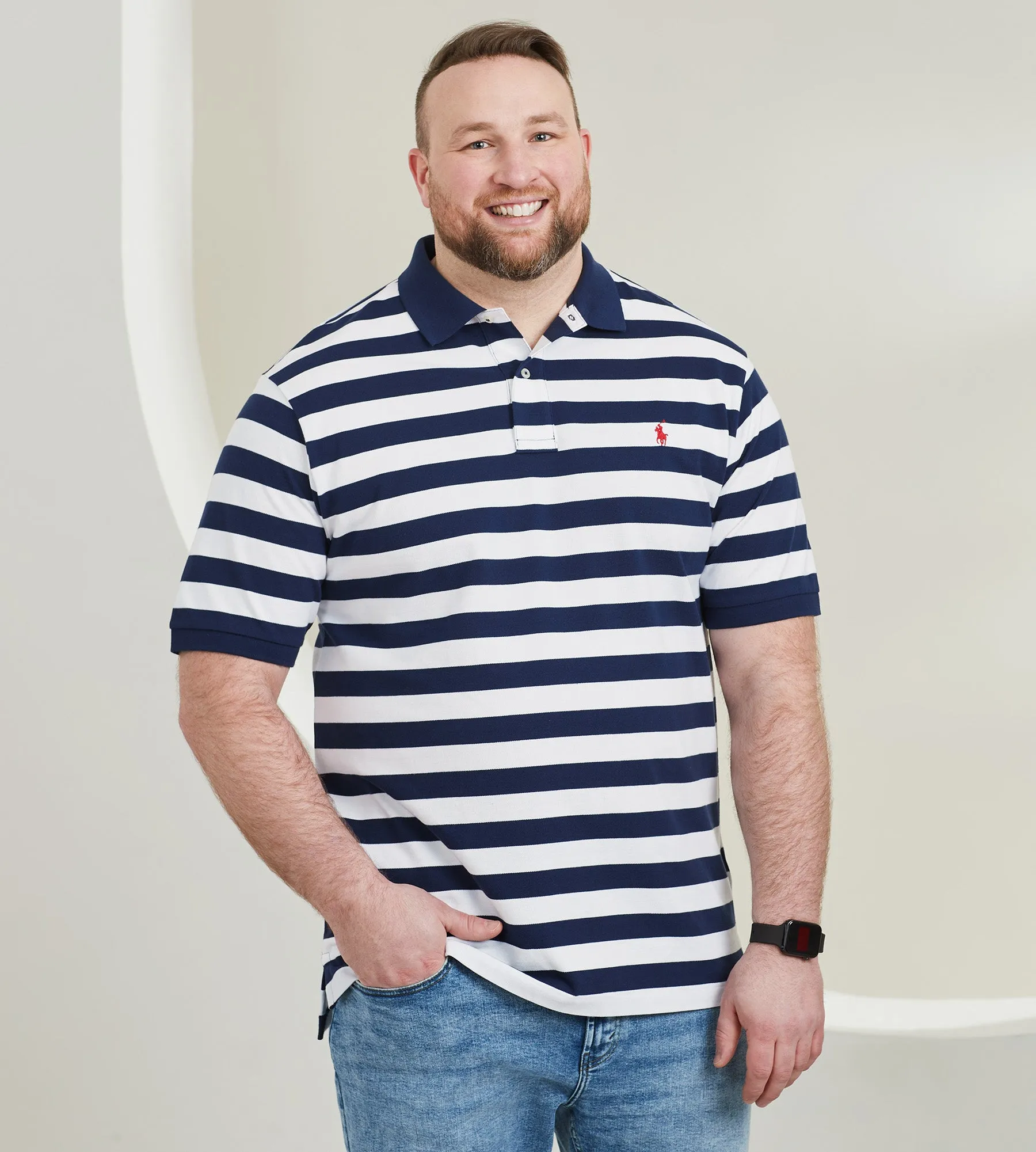 Striped Mesh Polo sold by Mr. Big and Tall