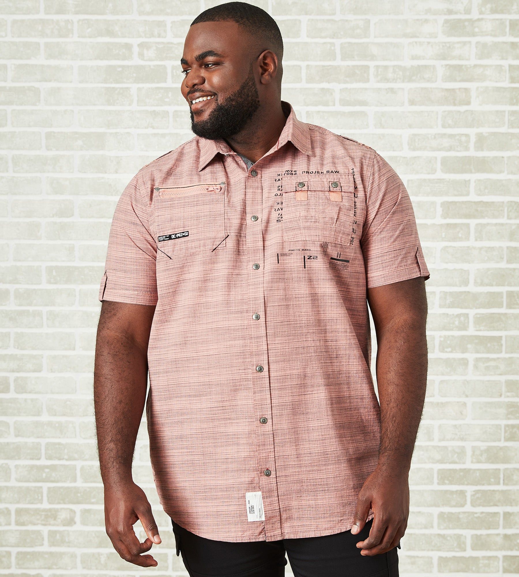 Tonal Textured Short Sleeve Sport Shirt sold by Mr. Big and Tall product image thumbnail 5