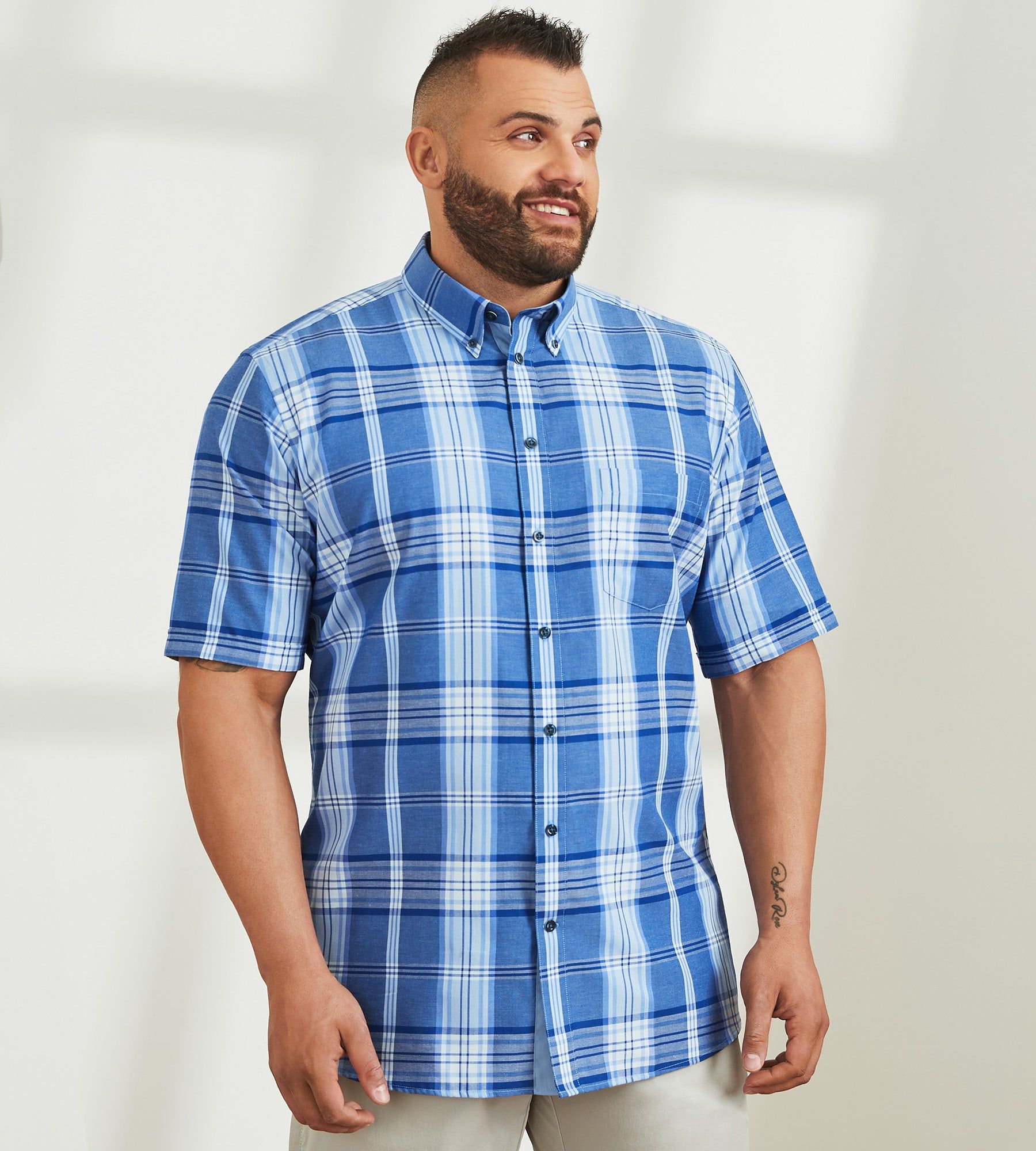 Easy Care Plaid Short Sleeve Sport Shirt sold by Mr. Big and Tall