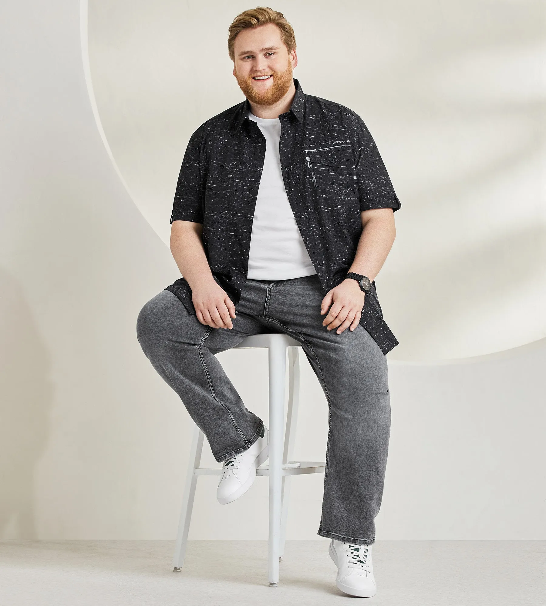 4-Way Stretch Textured Short Sleeve Sport Shirt sold by Mr. Big and Tall product image thumbnail 4